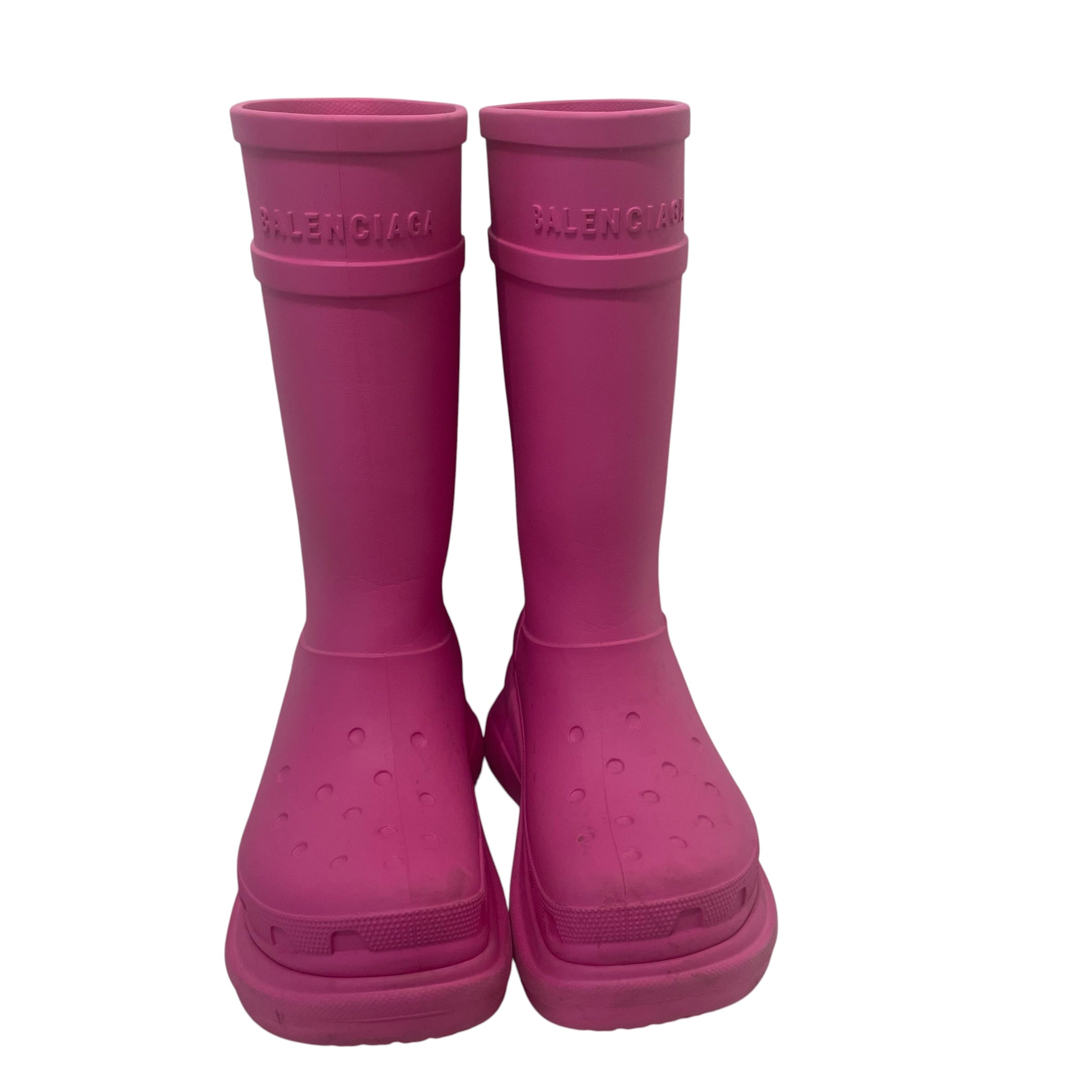 BALENCIAGA/Rain Boots/EU 38/PNK/CROC BOOTS view 1