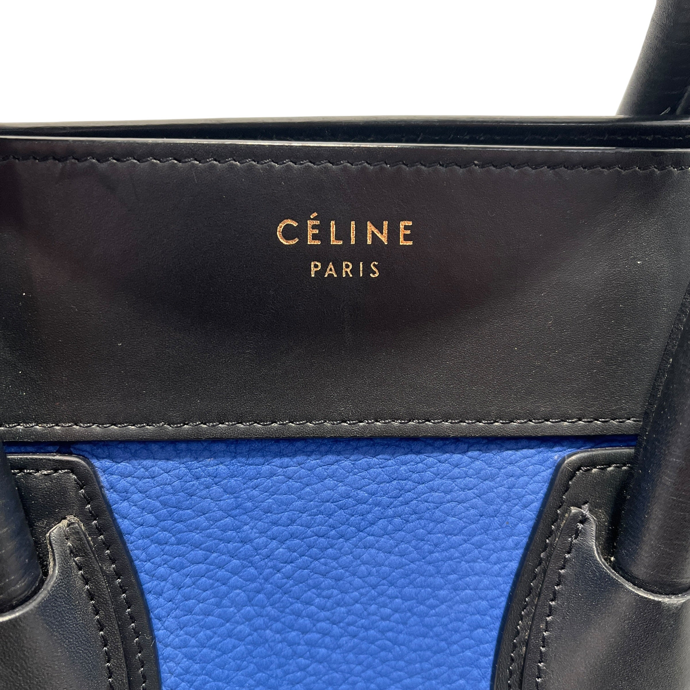 CELINE/Tote Bag/Border/Leather/BLU/Mini Luggage Tote in Blue view 3