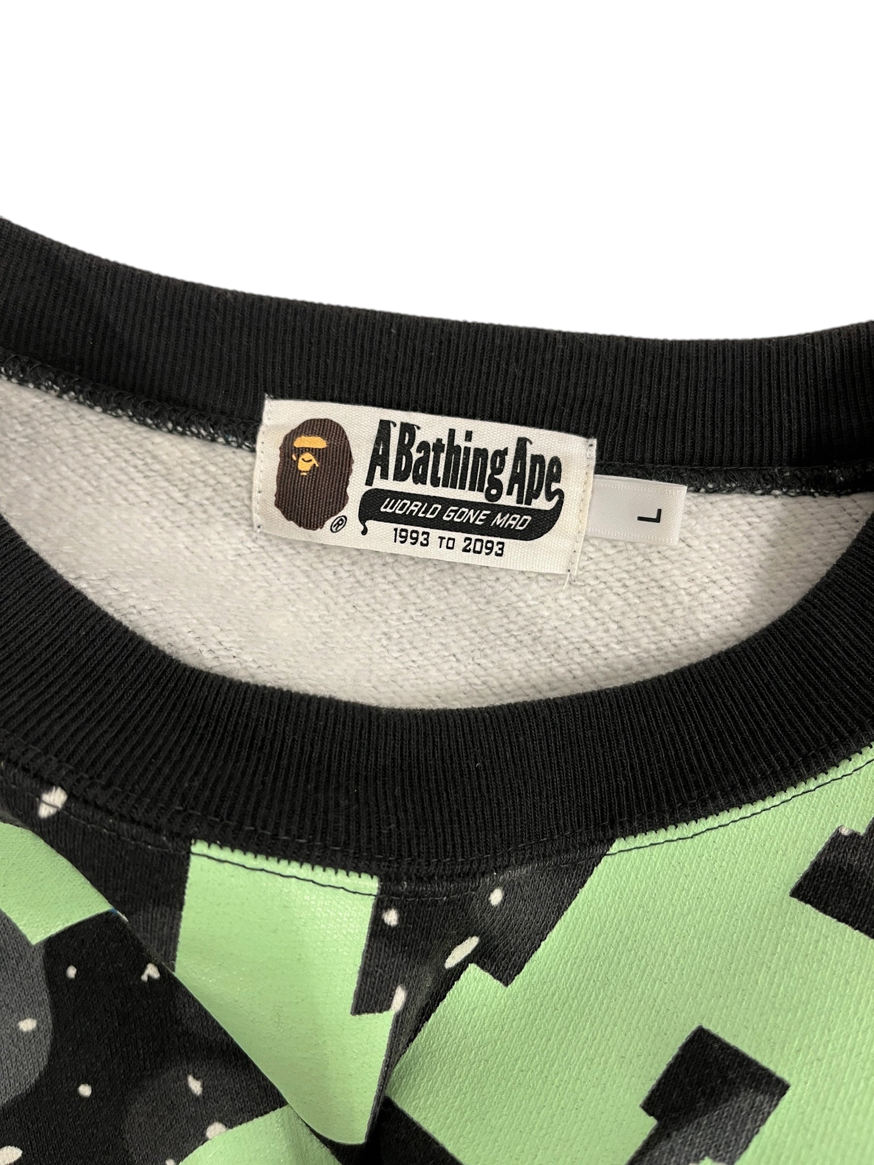 A BATHING APE/Sweatshirt/L/All Over Print/Cotton/BLK/Pullover/SPACE/GLOW IN THE DARK PRINT view 3