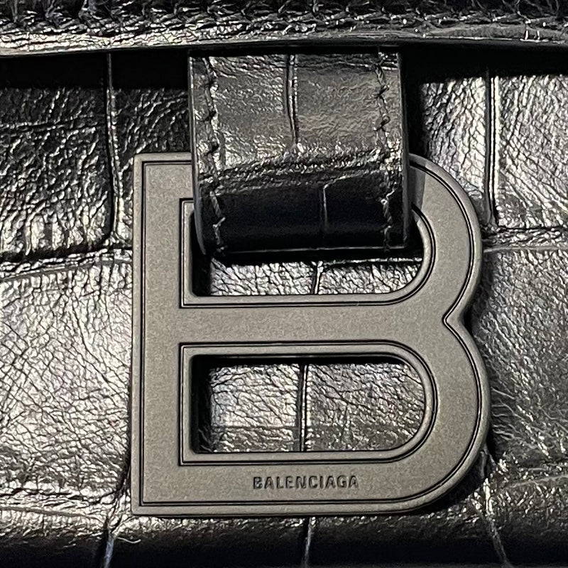 BALENCIAGA/Cross Body Bag/L/Leather/BLK/HOURGLASS
