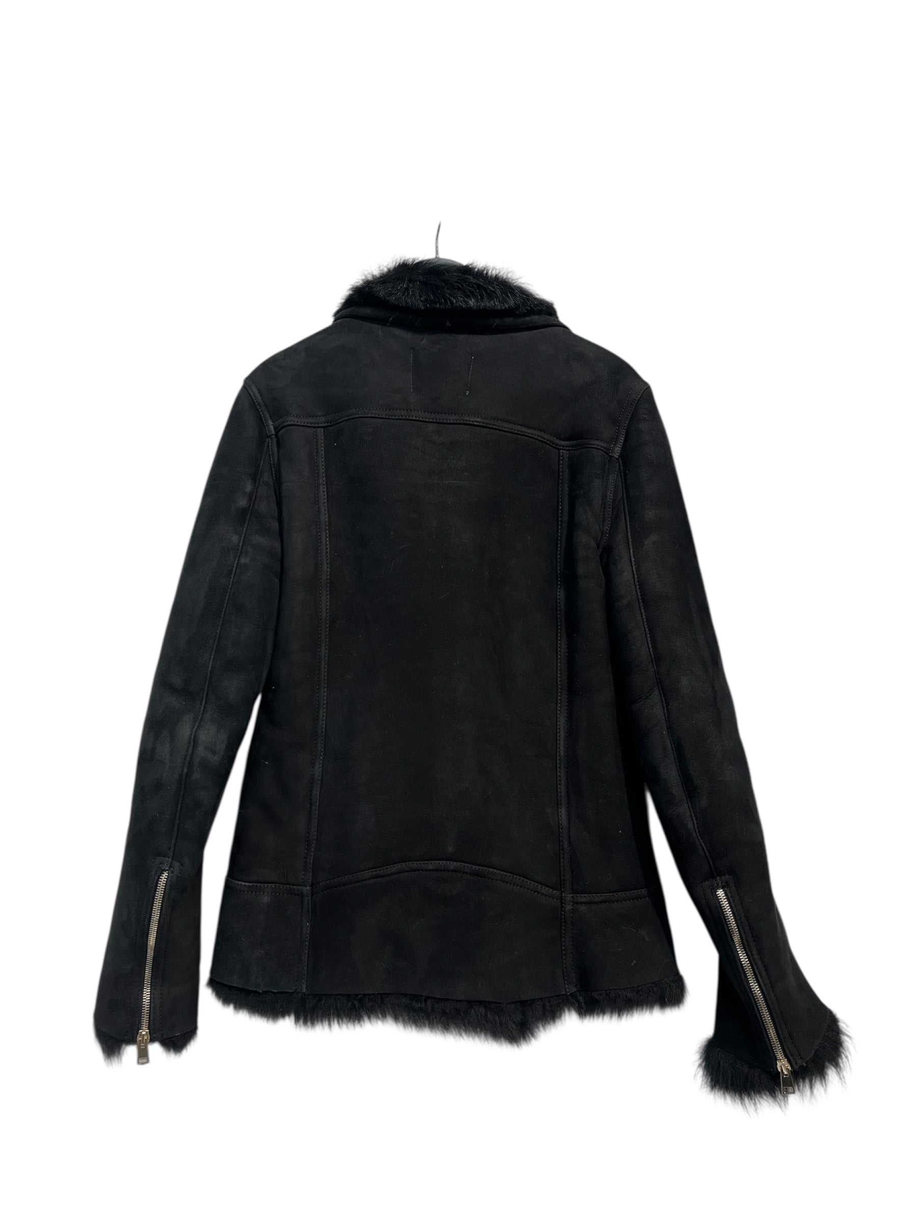 PIERRE BALMAIN/Leather Jkt/26/Leather/BLK/shearling fur gold hardware view 2