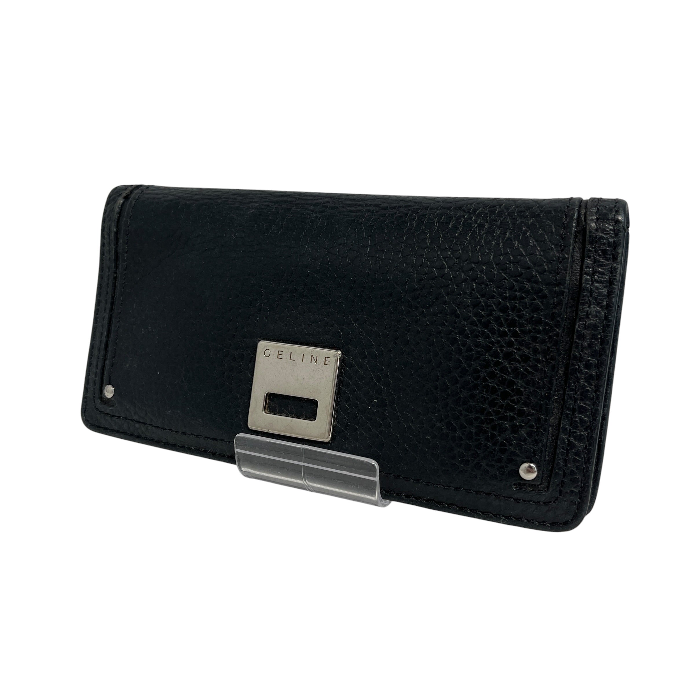 CELINE/Long Wallet/Leather/BLK/METAL LOGO view 1