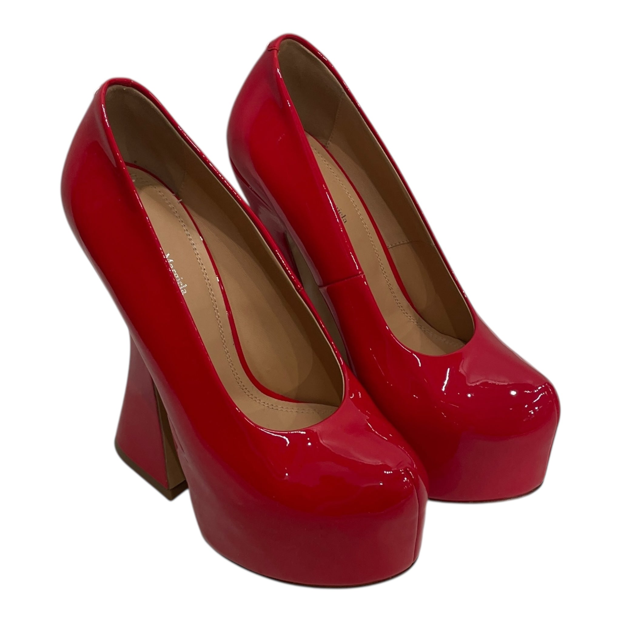 Maison Margiela/Heels/EU 38/Leather/RED/PATENT WIDE HEEL view 1