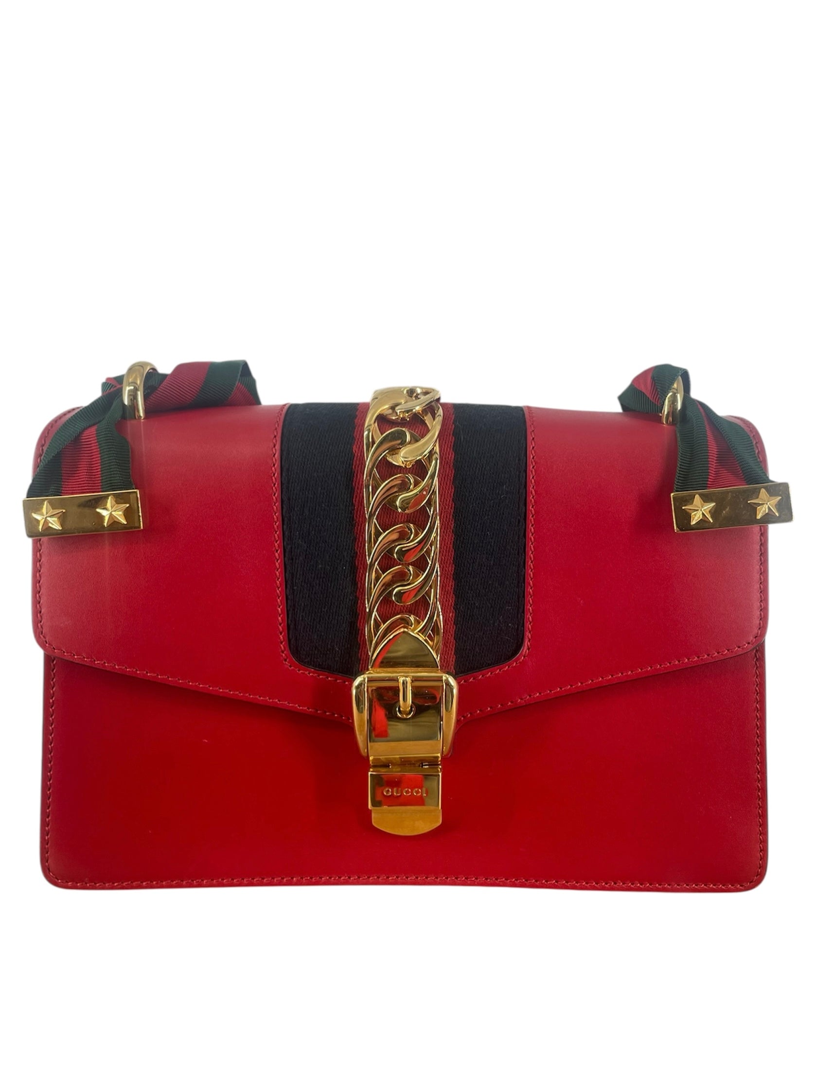 GUCCI/Hand Bag/Leather/RED/SYLVIE GOLD CHAIN MINI view 5