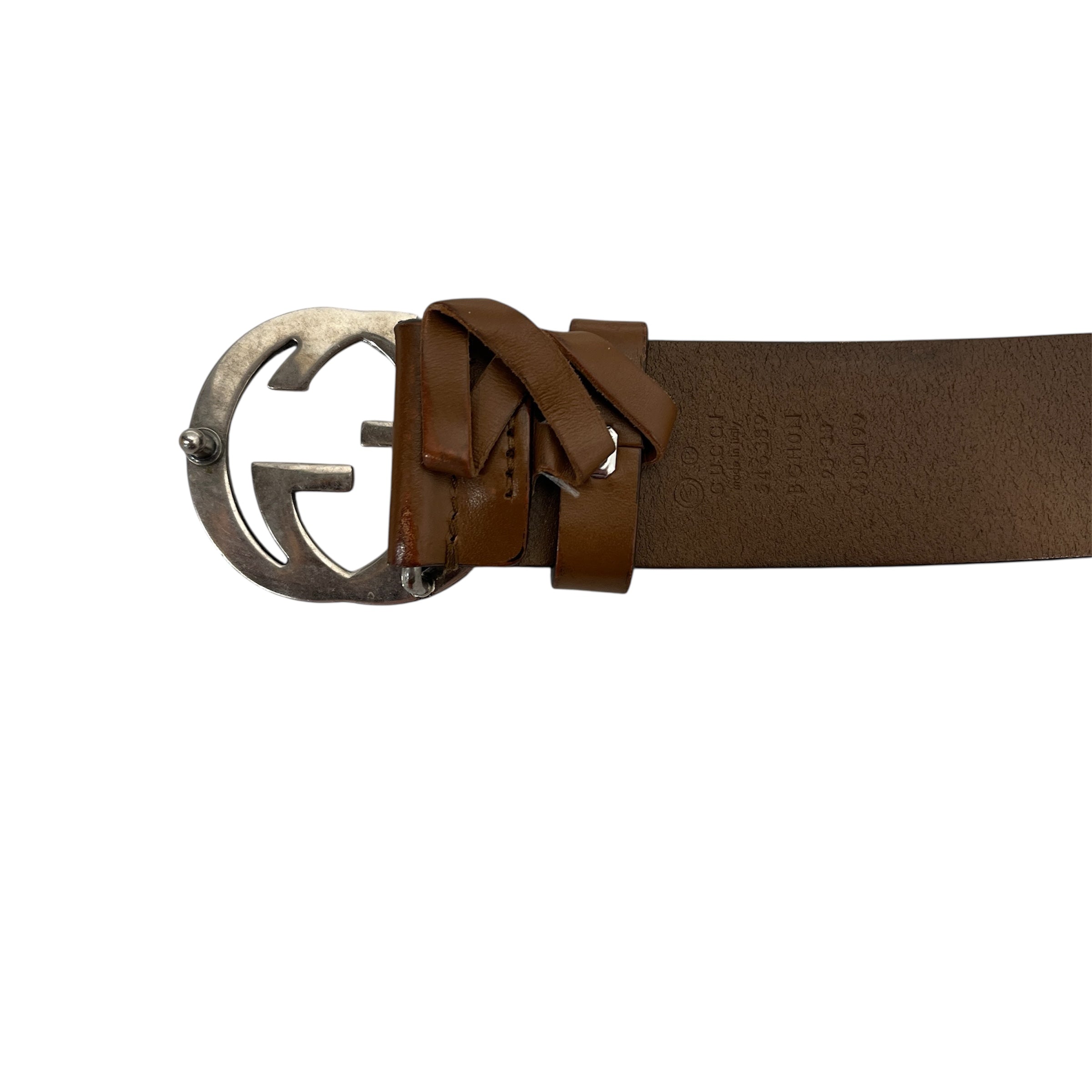 GUCCI/Belt/Leather/BRW/silver monogram logo view 3