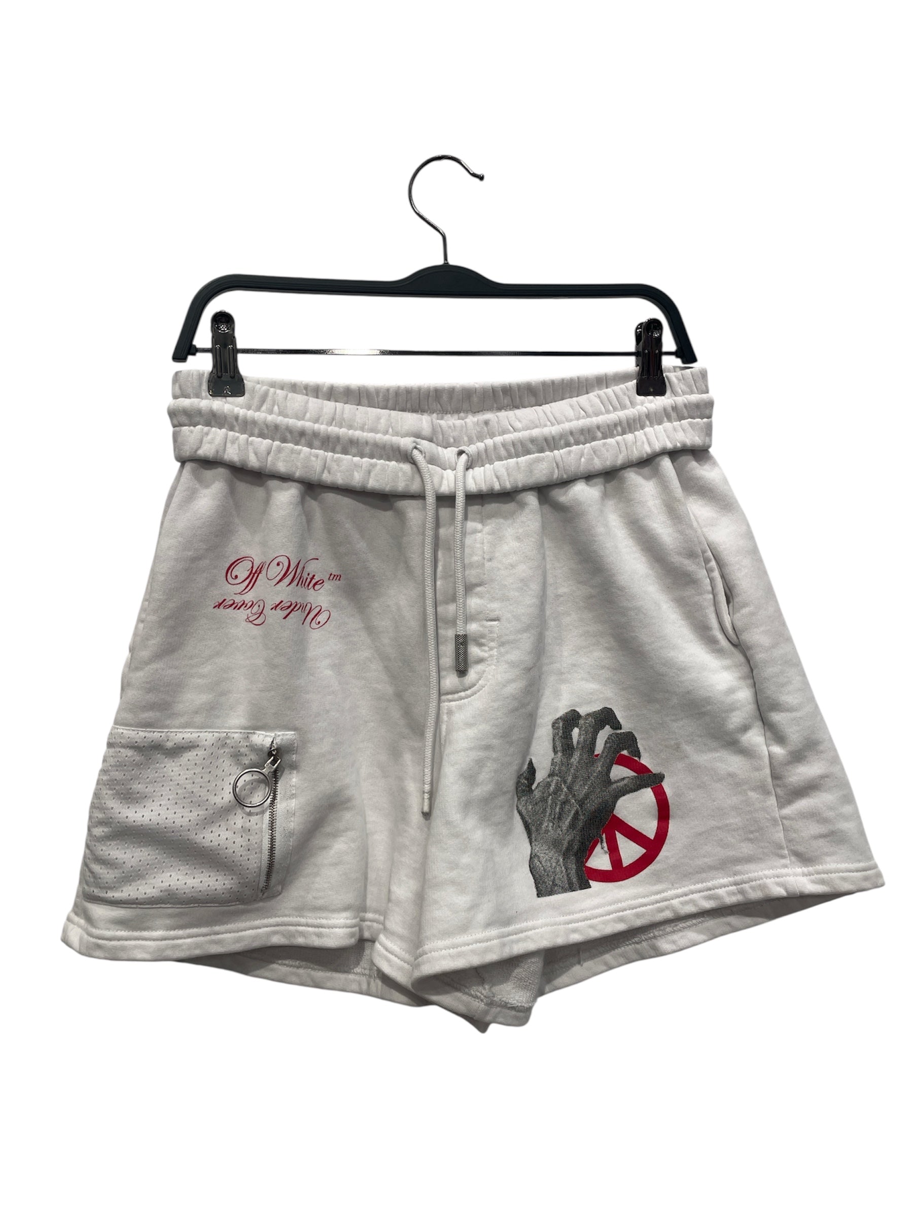 OFF-WHITE/Shorts/XS/Cotton/WHT/Graphic/MESH ZIP POCKET SWEATSHORT view 1