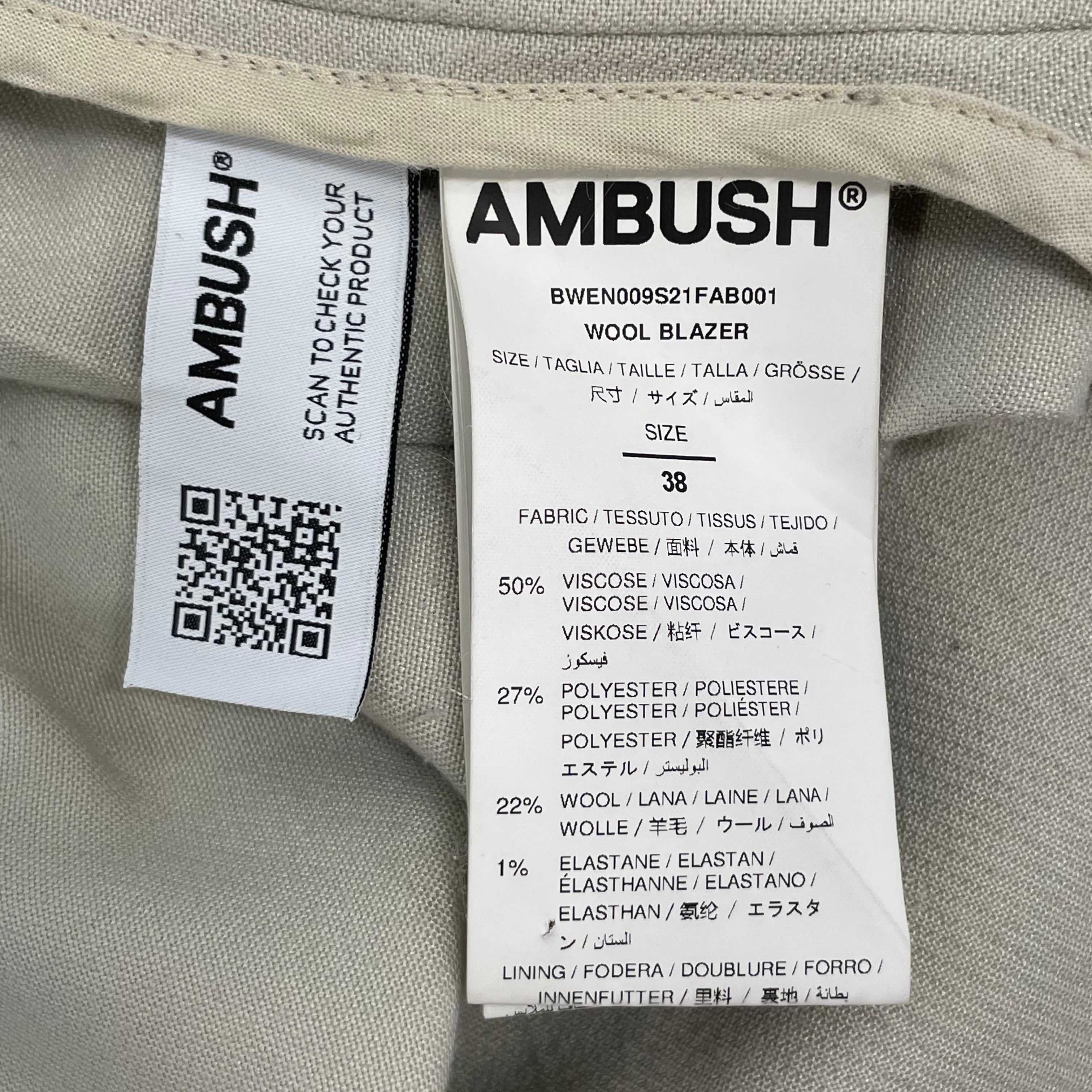 AMBUSH/Suits/38/Wool/CRM/3 button blazer view 4