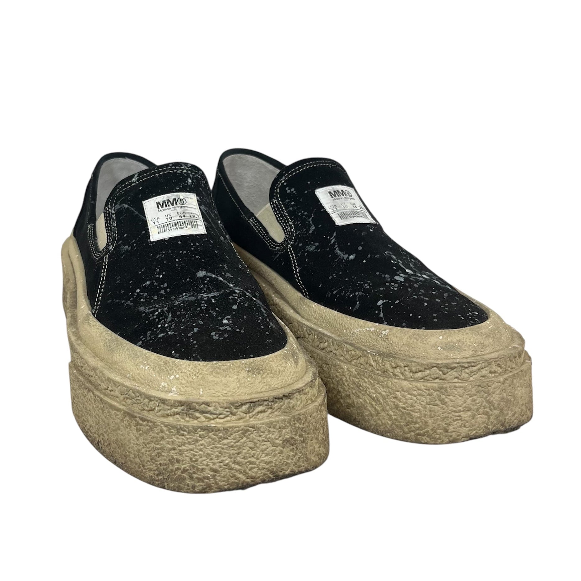 MM6/Low-Sneakers/EU 44/BLK/paint splatter slip on view 1
