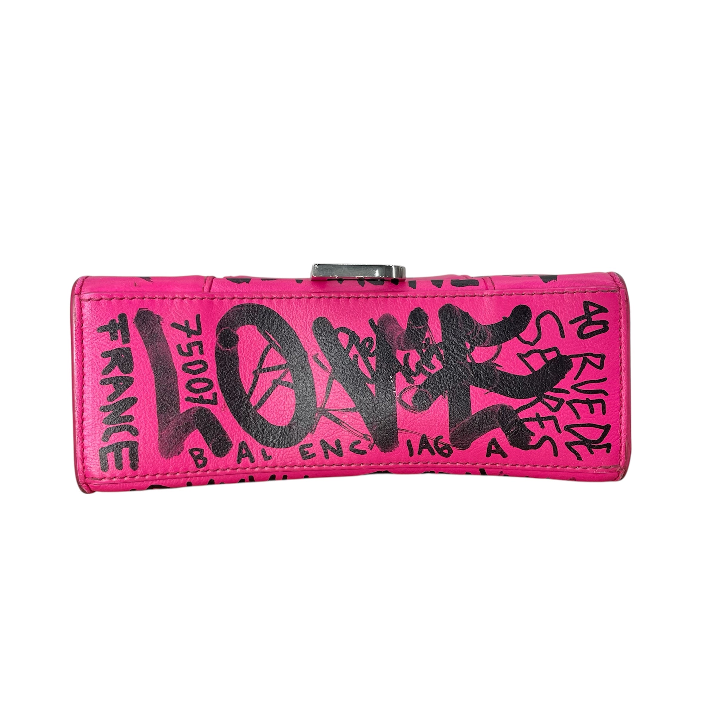 BALENCIAGA/Cross Body Bag/Graphic/Leather/PNK/GRAFFITI HOURGLASS view 4