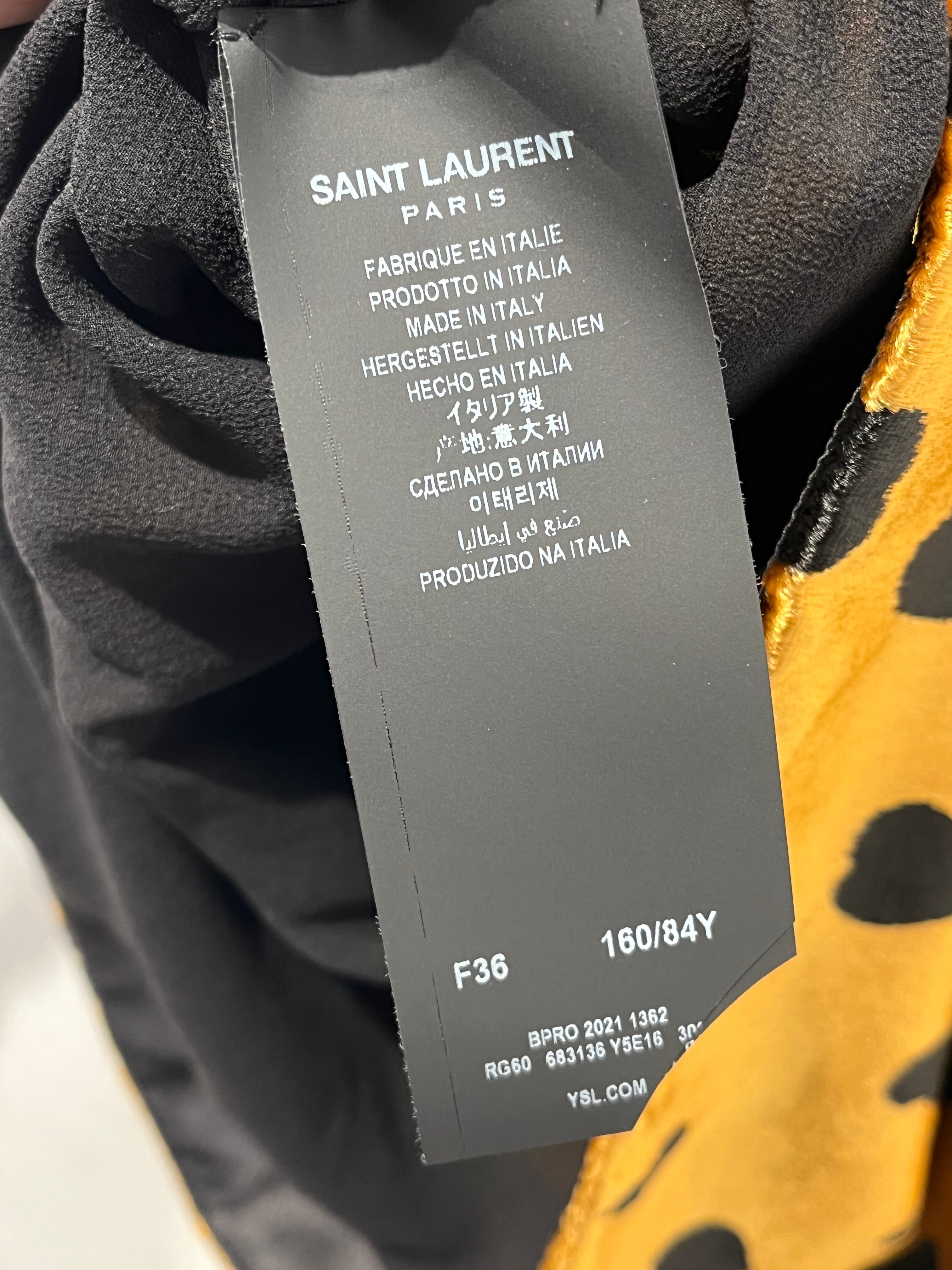 YVES SAINT LAURENT/Camisole Dress/36/All Over Print/Velour/GLD/Mini Length/BLK HEART PRINT view 6