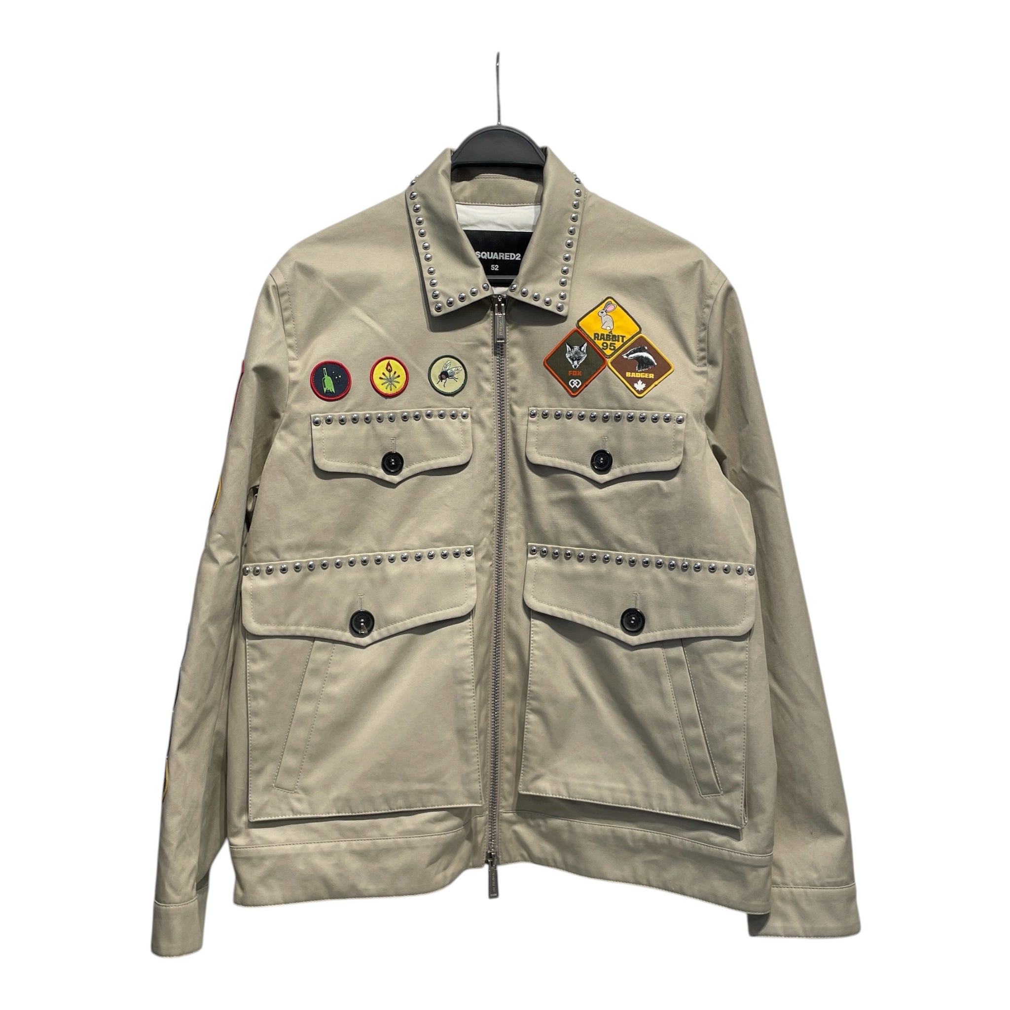 DSQUARED2/Leather Jkt/52/Cotton/CRM/PATCHES/FOX/STUDS view 1