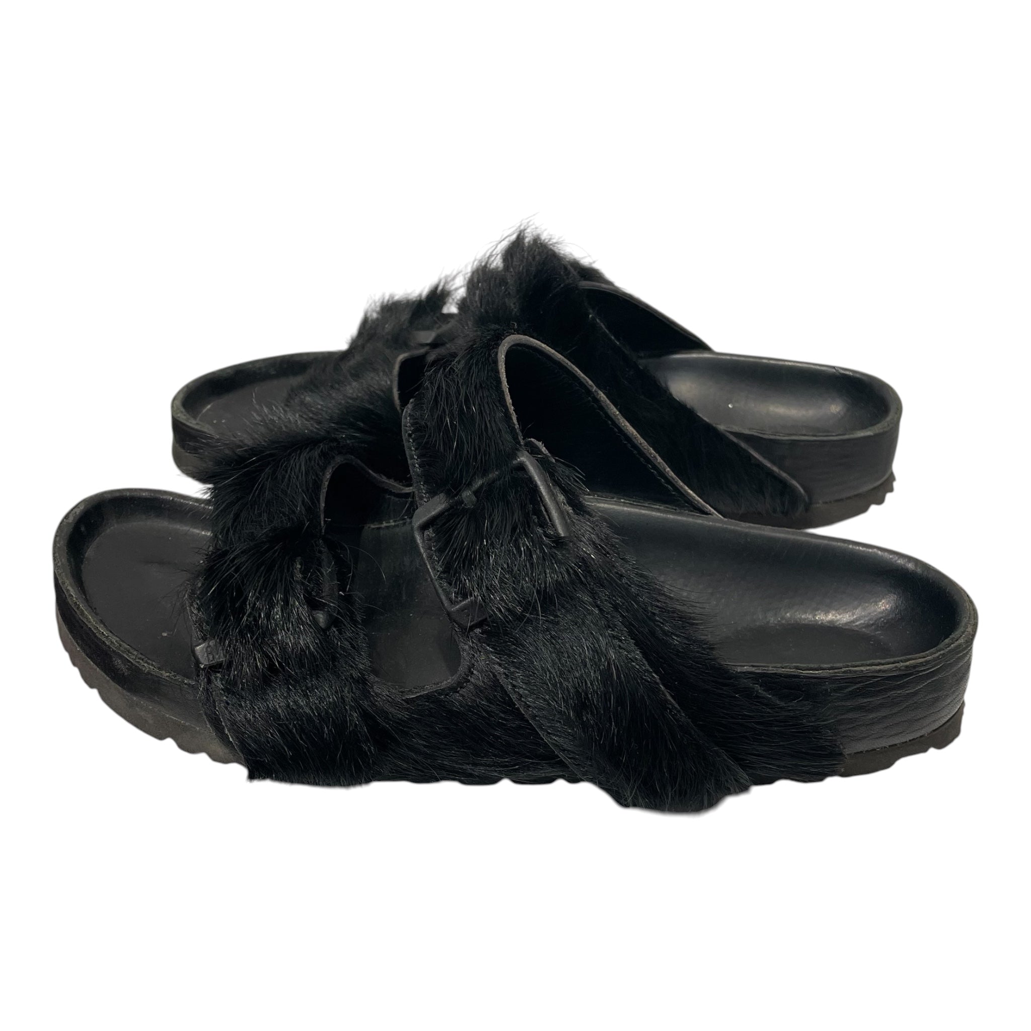 BIRKENSTOCK/Rick Owens/Sandals/EU 38/Fur/BLK/fur sandals view 1