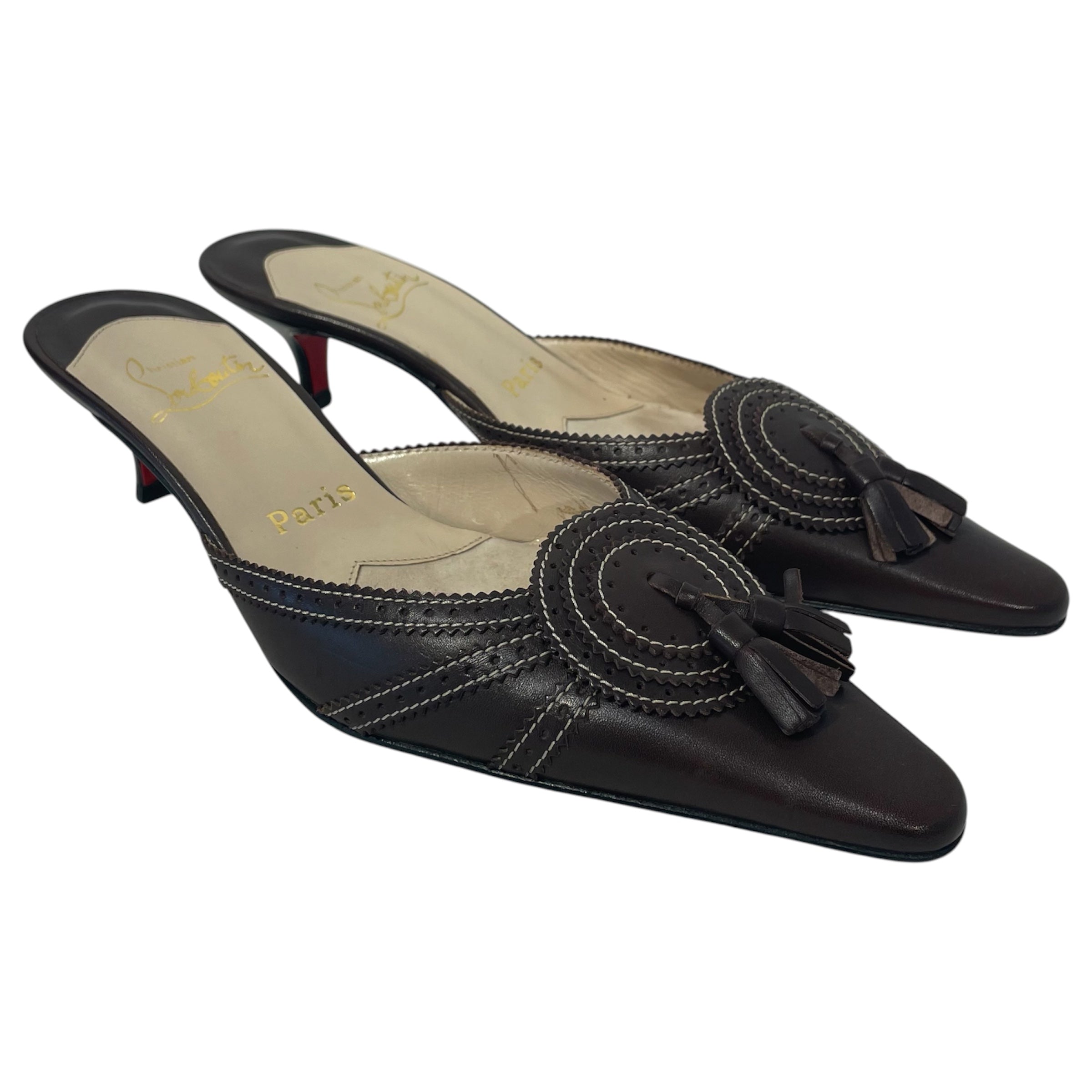 Christian Louboutin/Heels/EU 37.5/Leather/BRW/ view 1