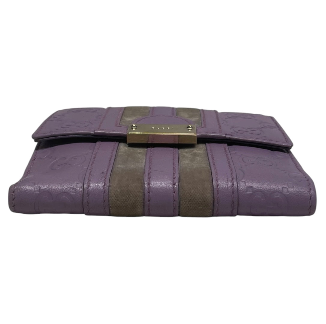 GUCCI/Trifold Wallet/Monogram/Leather/PPL/L's/purp gry view 3