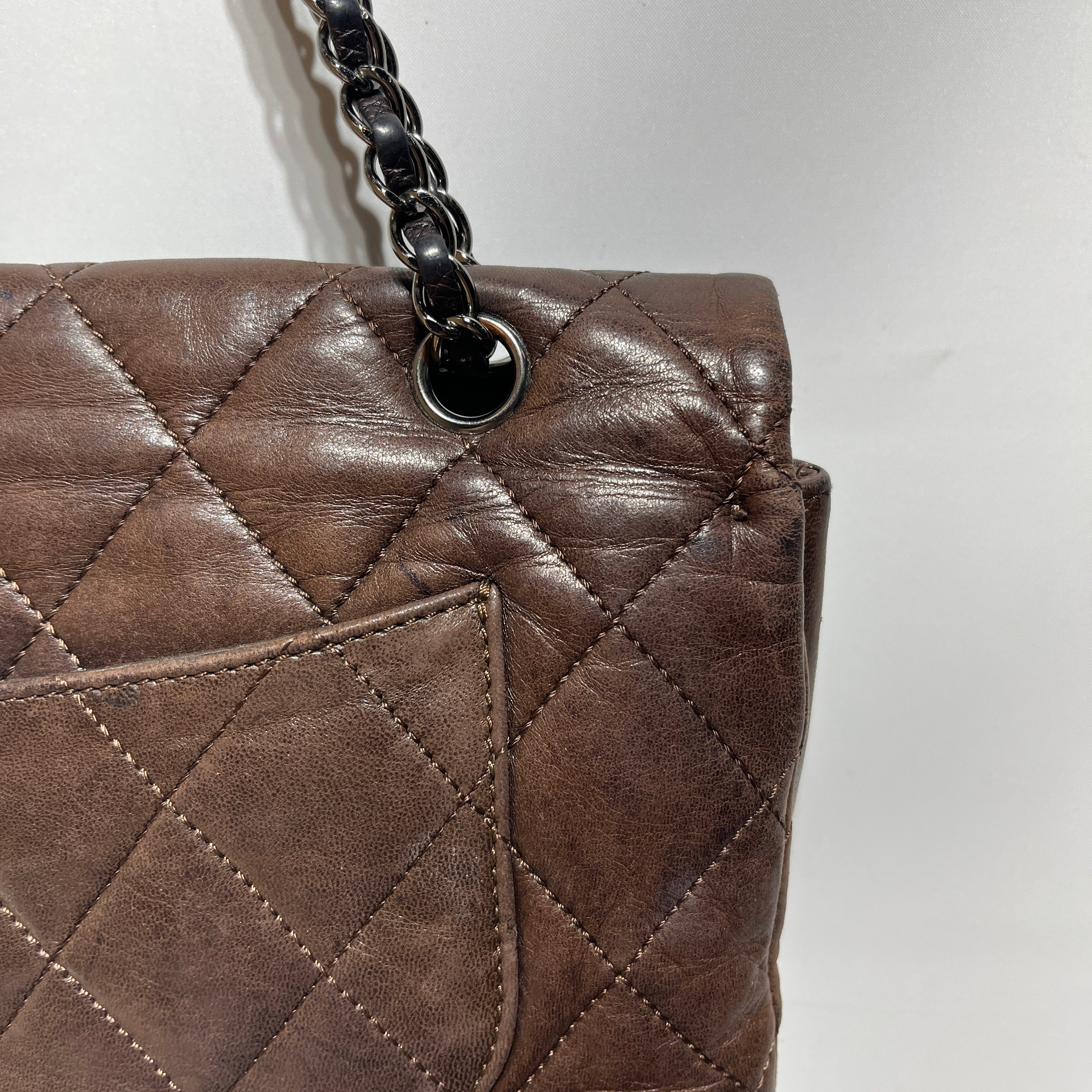 CHANEL/Hand Bag/Leather/BRW/Maxi 3 Accordian Flap view 8