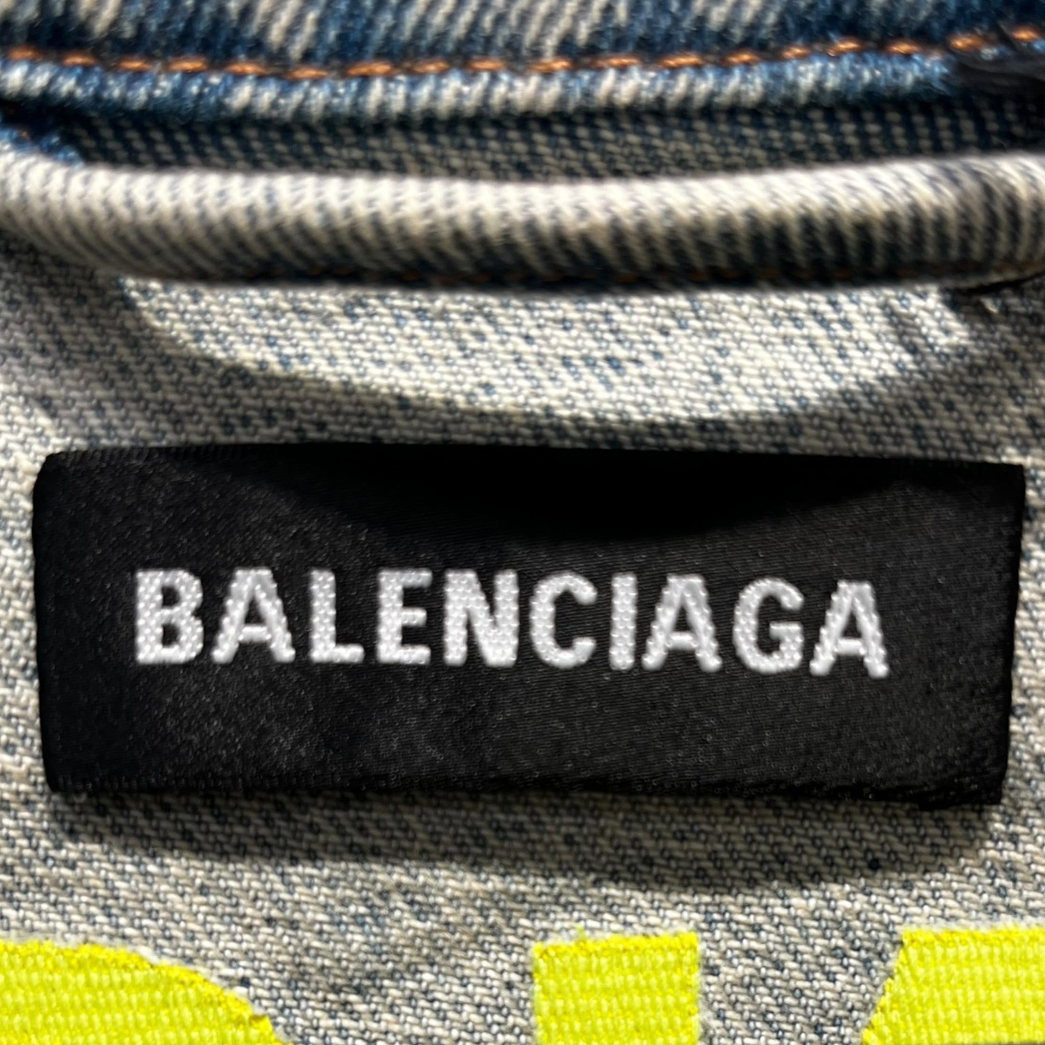 BALENCIAGA/Denim Jkt/48/Denim/GRY/Single Breasted/Neon logo trucker Jacket view 3