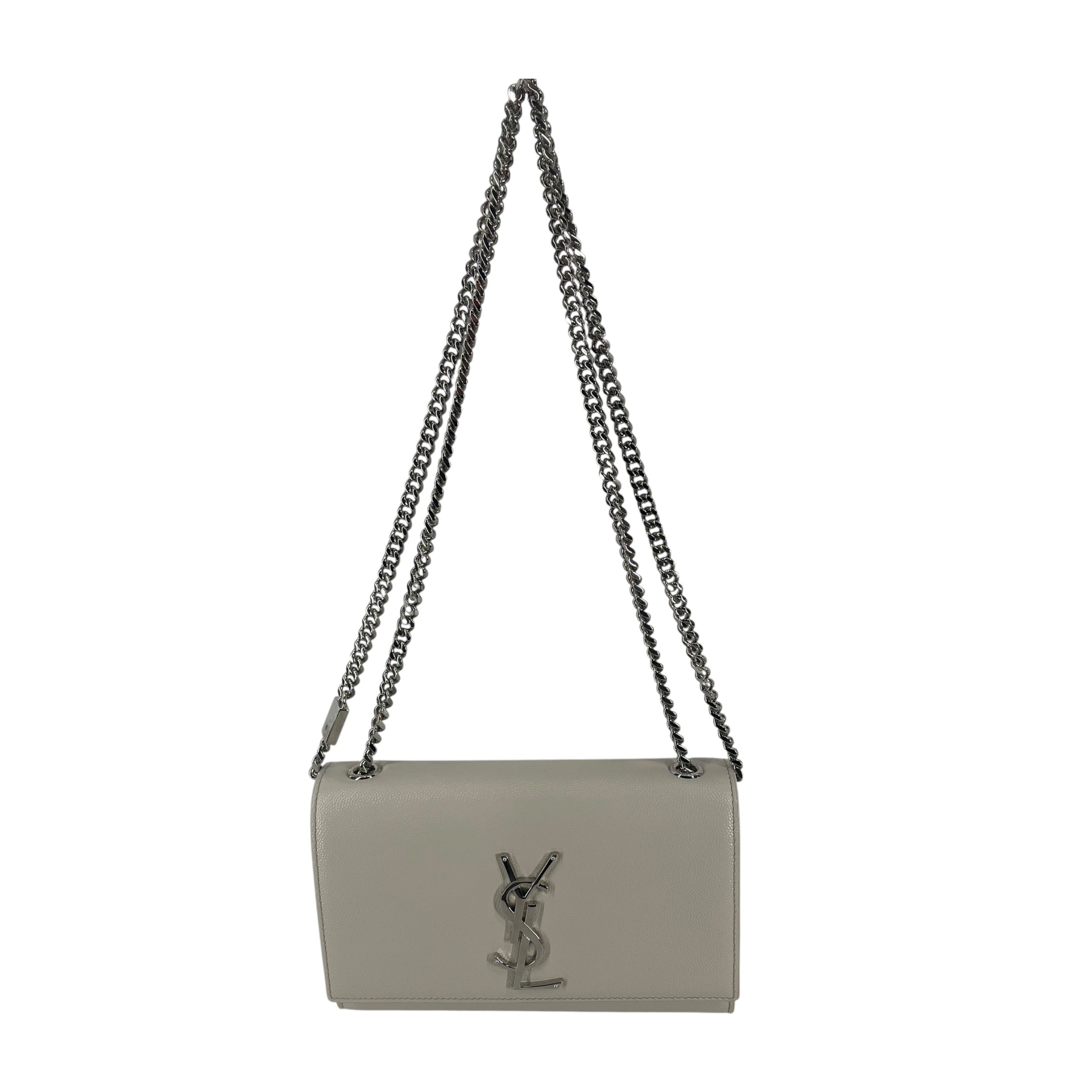 YVES SAINT LAURENT/Cross Body Bag/Leather/GRY/SILVER YSL LOGO view 1