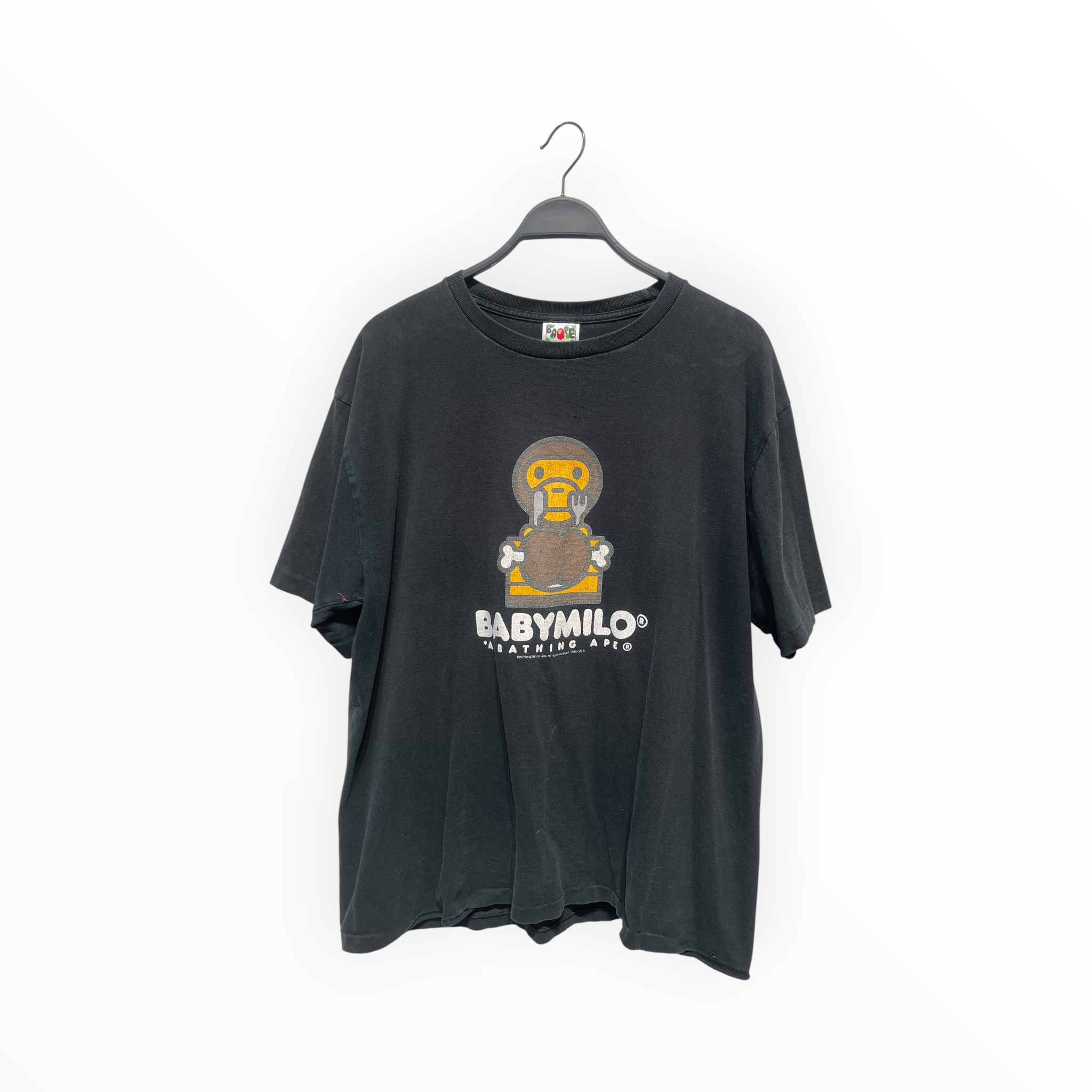 A BATHING APE/T-Shirt/XXL/Cotton/BLK/Graphic/BABY MILO GREEN CAMO view 1