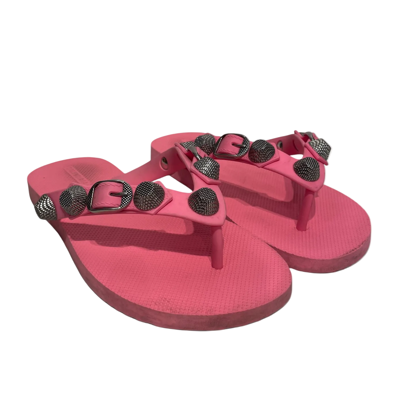 BALENCIAGA/Sandals/EU 37/PNK/U-Tip/STUDDED FLIP FLOPS view 1