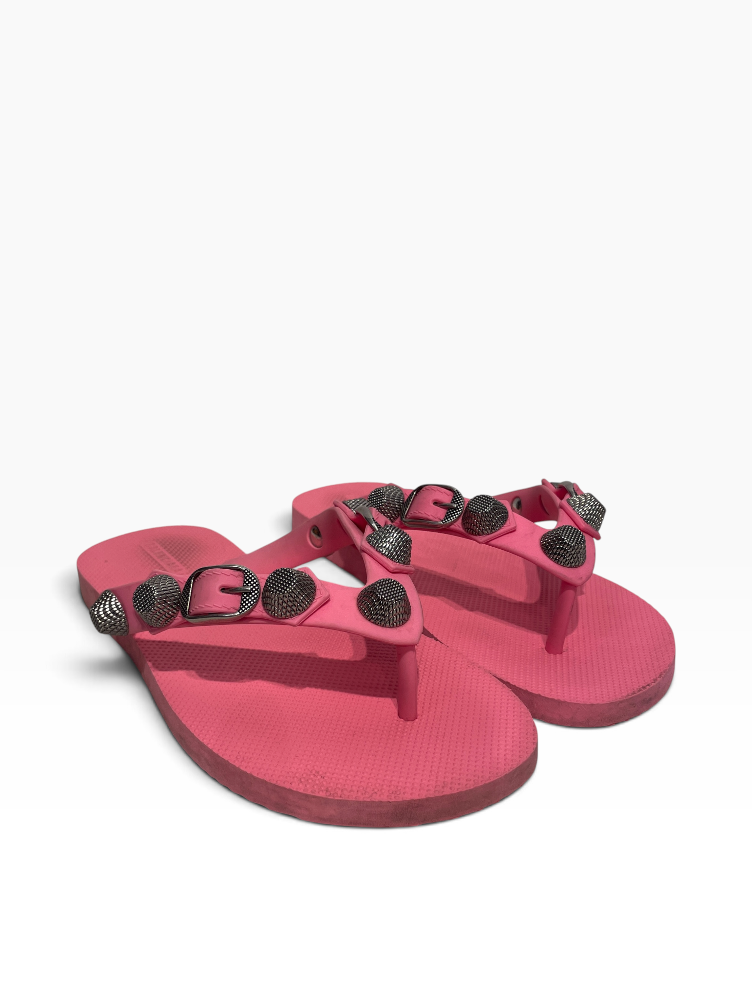 BALENCIAGA/Sandals/EU 37/PNK/U-Tip/STUDDED FLIP FLOPS view 1