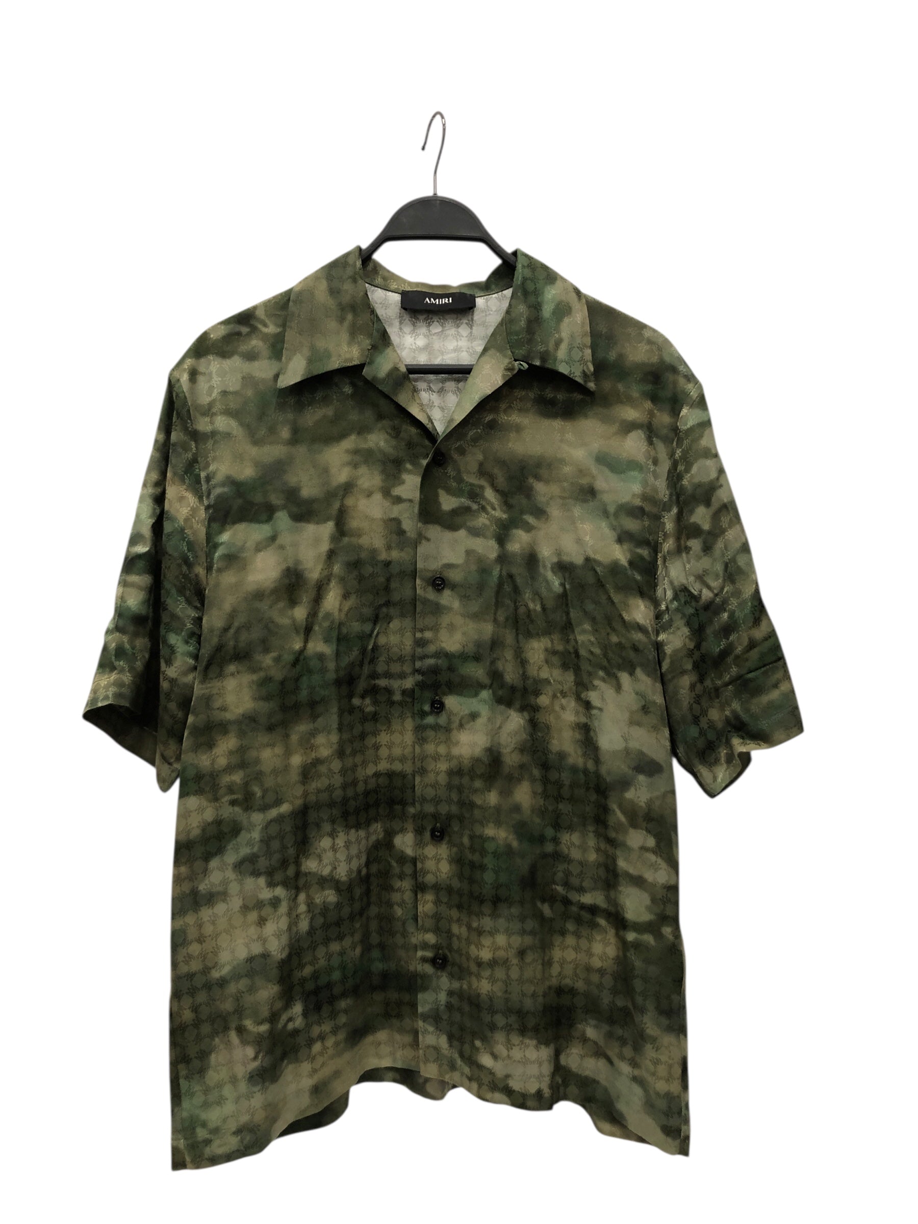 AMIRI/Polo Shirt/L/Silk/GRN/Monogram/Shiny Button up view 1