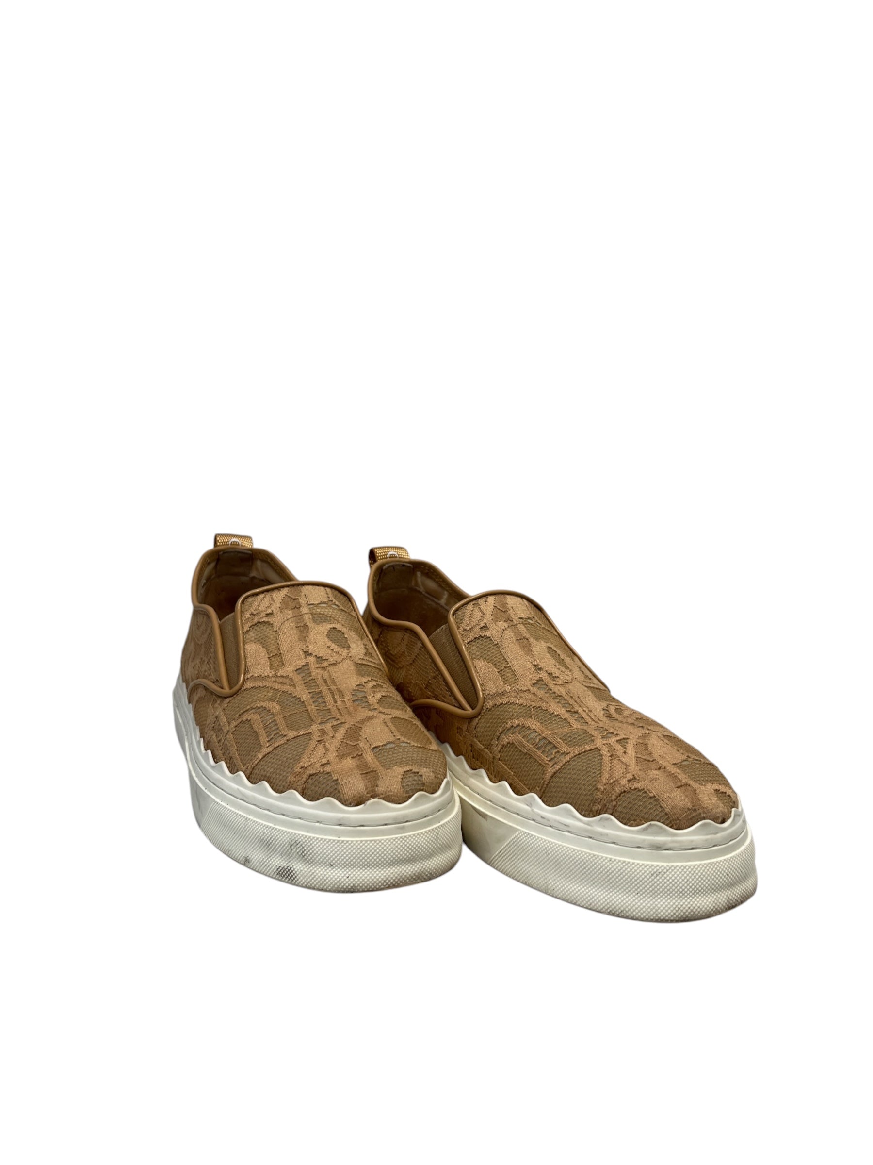 Chloe/Low-Sneakers/US 6/Cotton/BEG/LACE SLIP ONS view 2