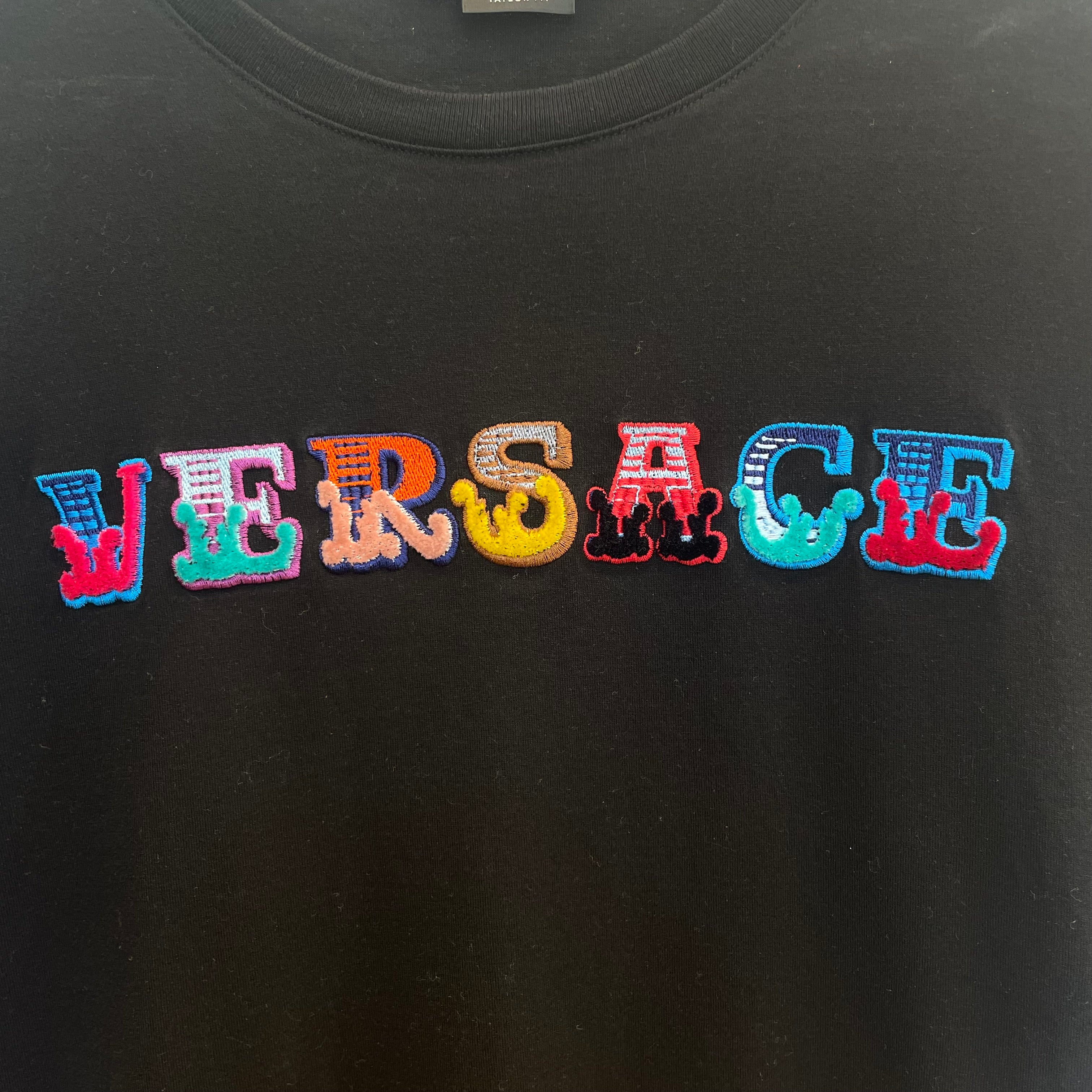 GIANNI VERSACE/T-Shirt/L/Cotton/BLK/relief lettering view 3