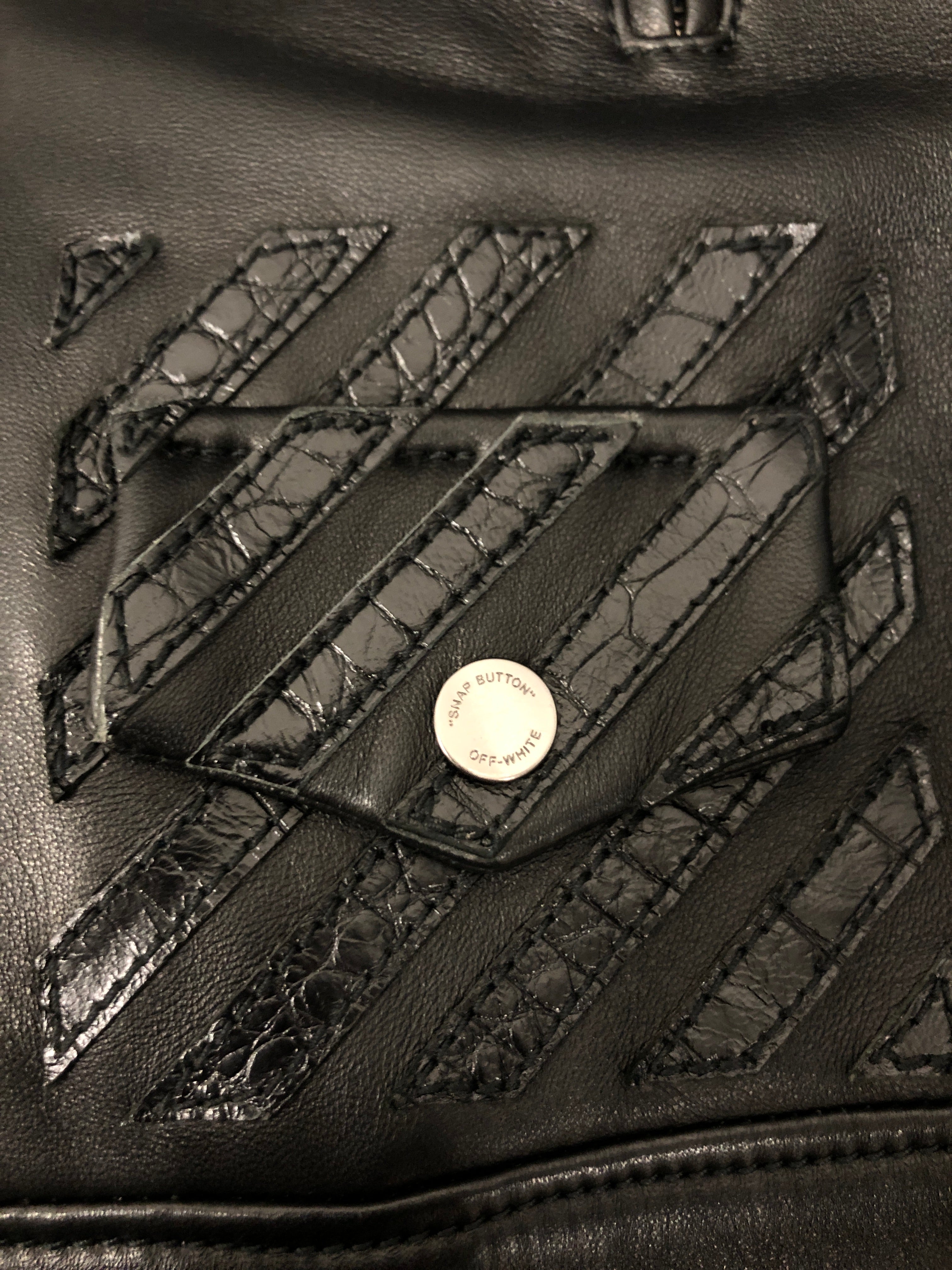 OFF-WHITE/Leather Jkt/M/Leather/BLK/Off-White O Ring Zippers view 4