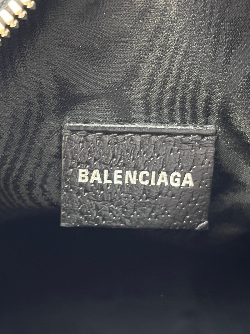 BALENCIAGA/Cross Body Bag/Monogram/Cotton/GRY/BLU/RED STRIPE