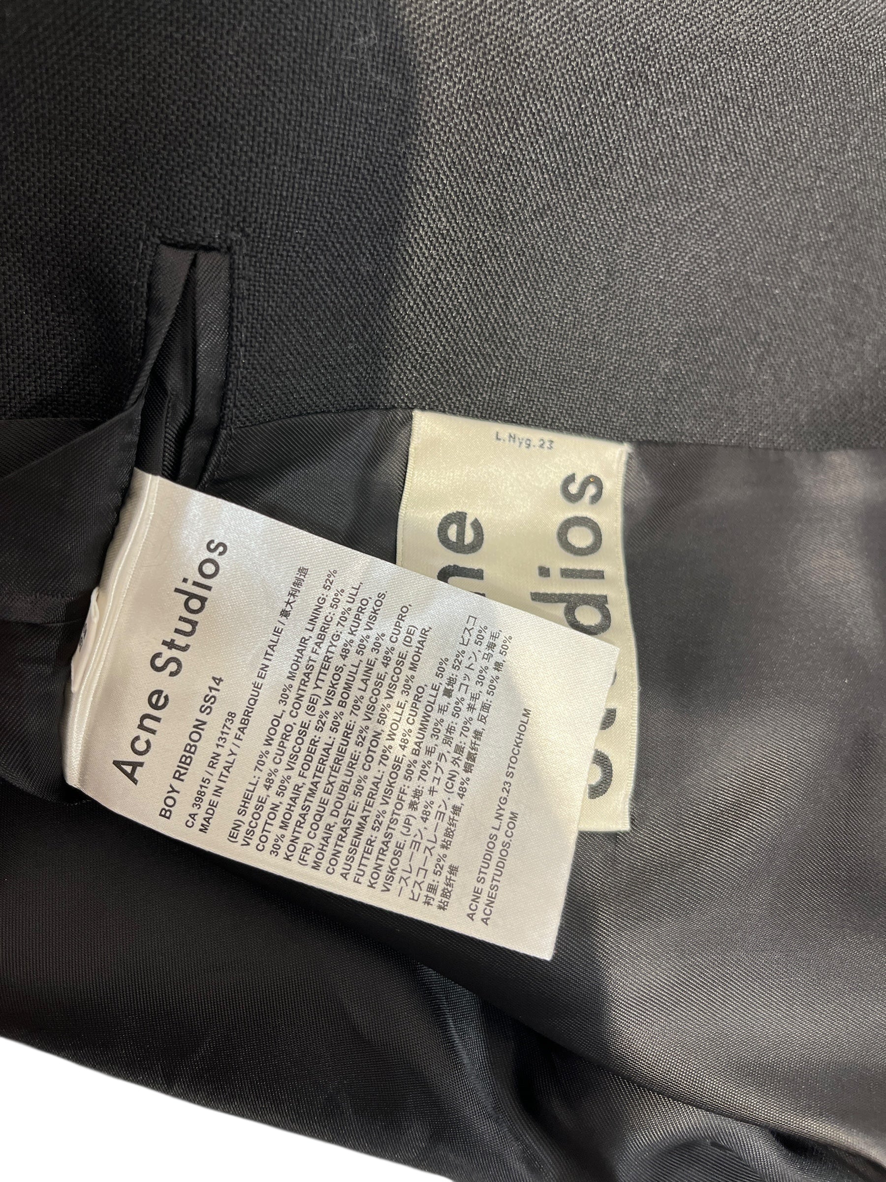 Acne Studios/Tailored Jkt/32/Stripe/Wool/BLK/WHITE STRIPES PADDED BLAZER view 4