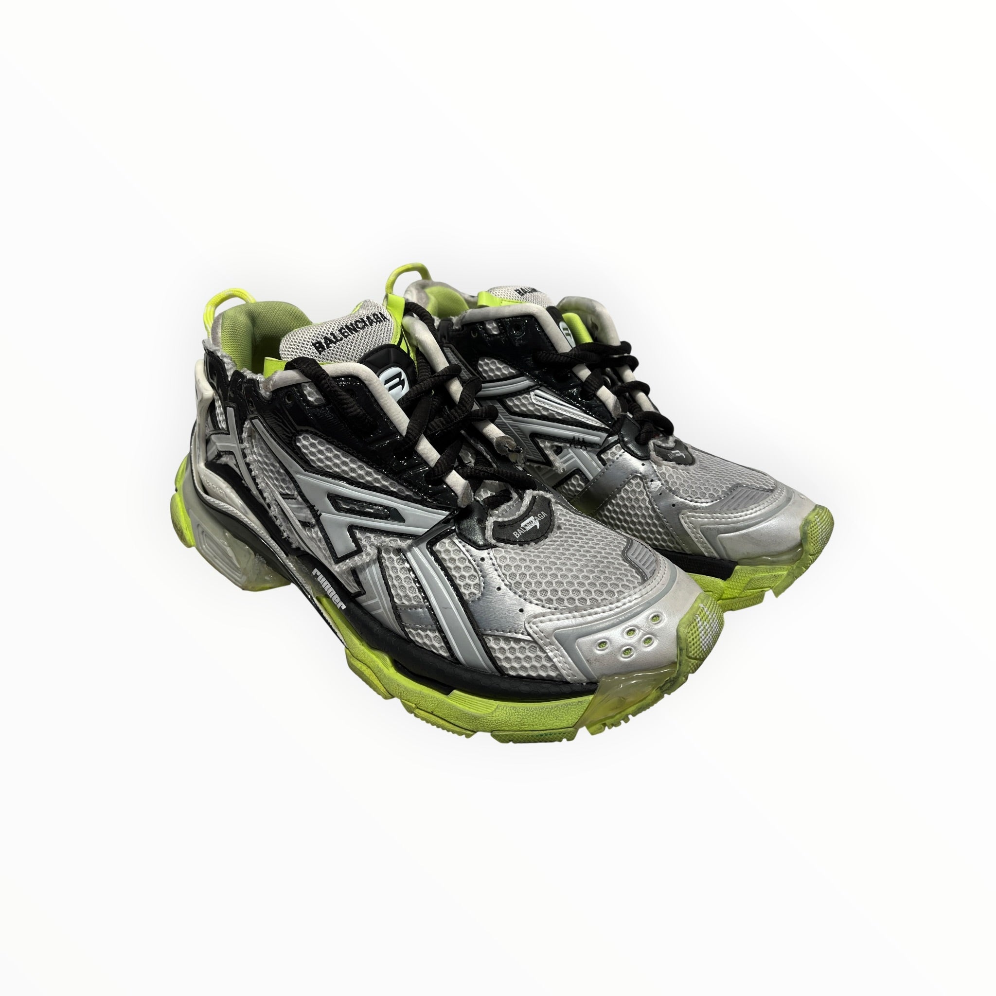 BALENCIAGA/Low-Sneakers/EU 44/Acrylic/WHT/Runner "White fluo yellow" view 1