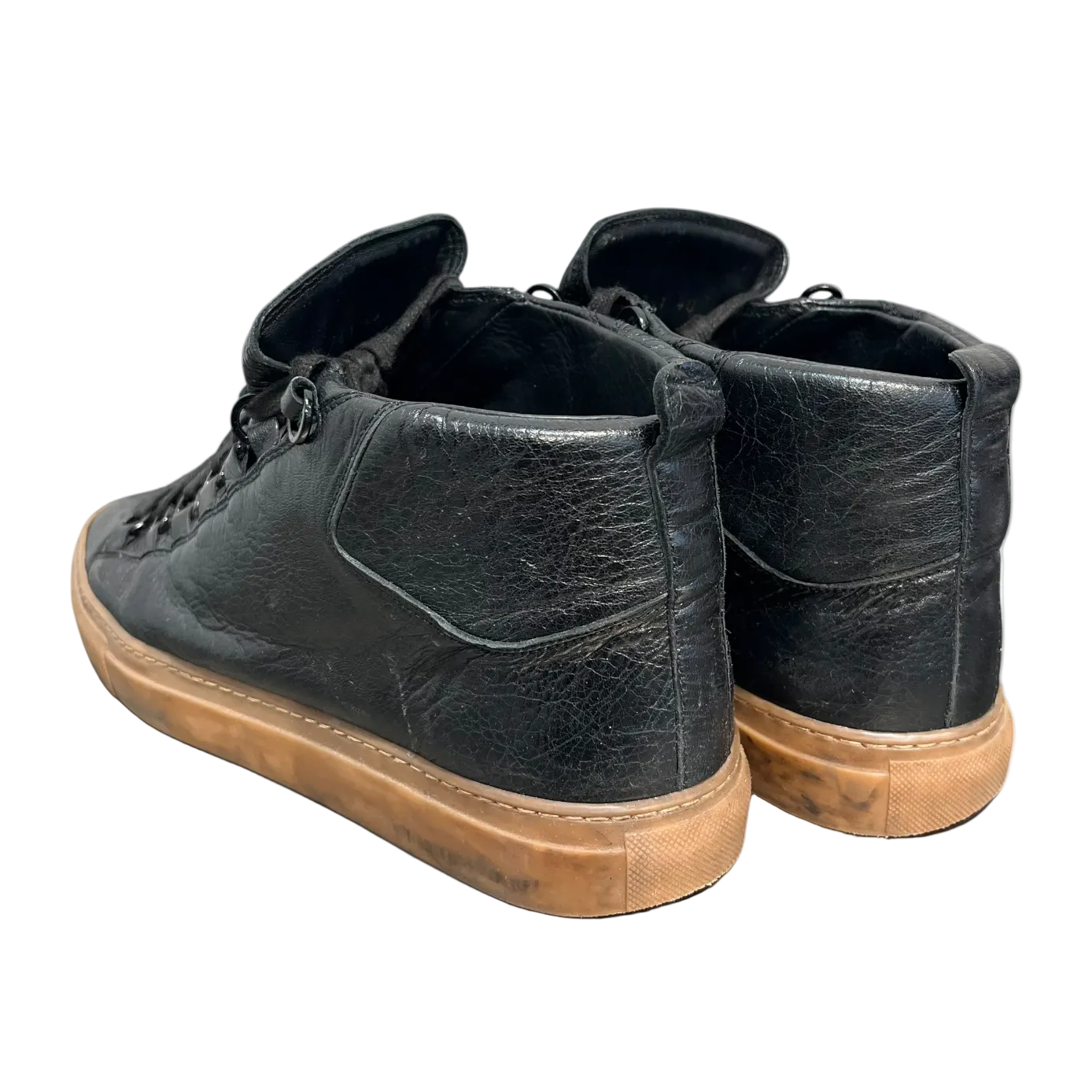 BALENCIAGA/Hi-Sneakers/US 8.5/Leather/BLK/areana gum bottom view 2