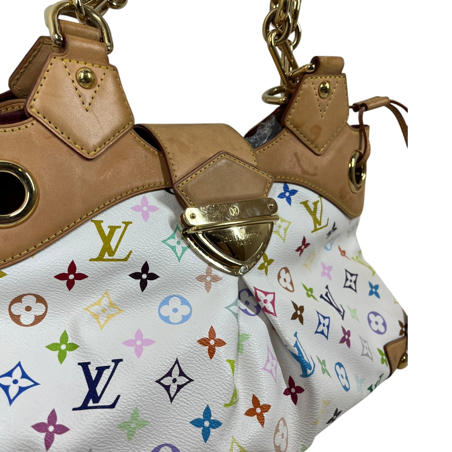 LOUIS VUITTON/Hand Bag/Monogram/Leather/WHT/Murakami Ursurla Bag view 3