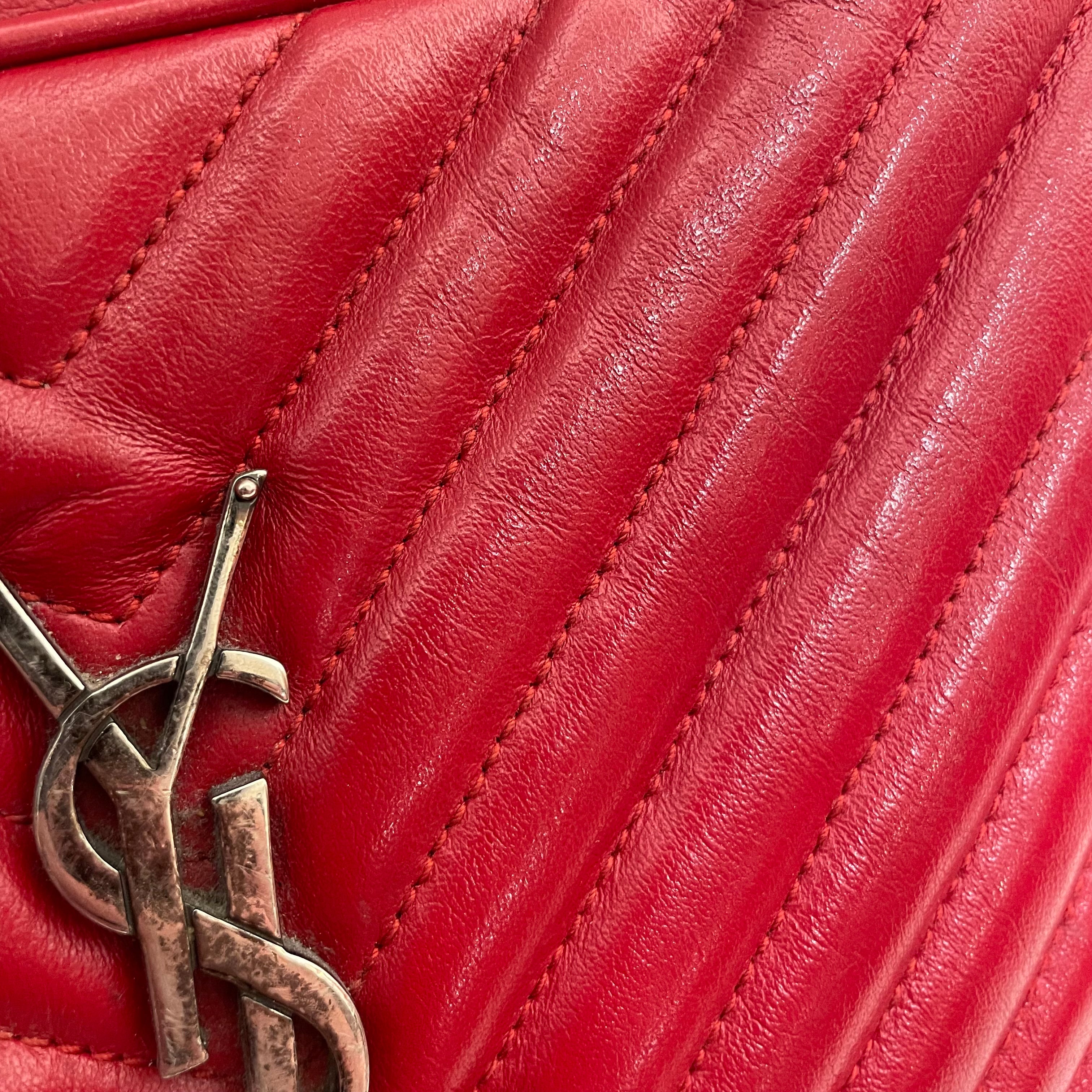 SAINT LAURENT/Cross Body Bag/Leather/RED/Lou Camera, Silver, Tassle, view 5