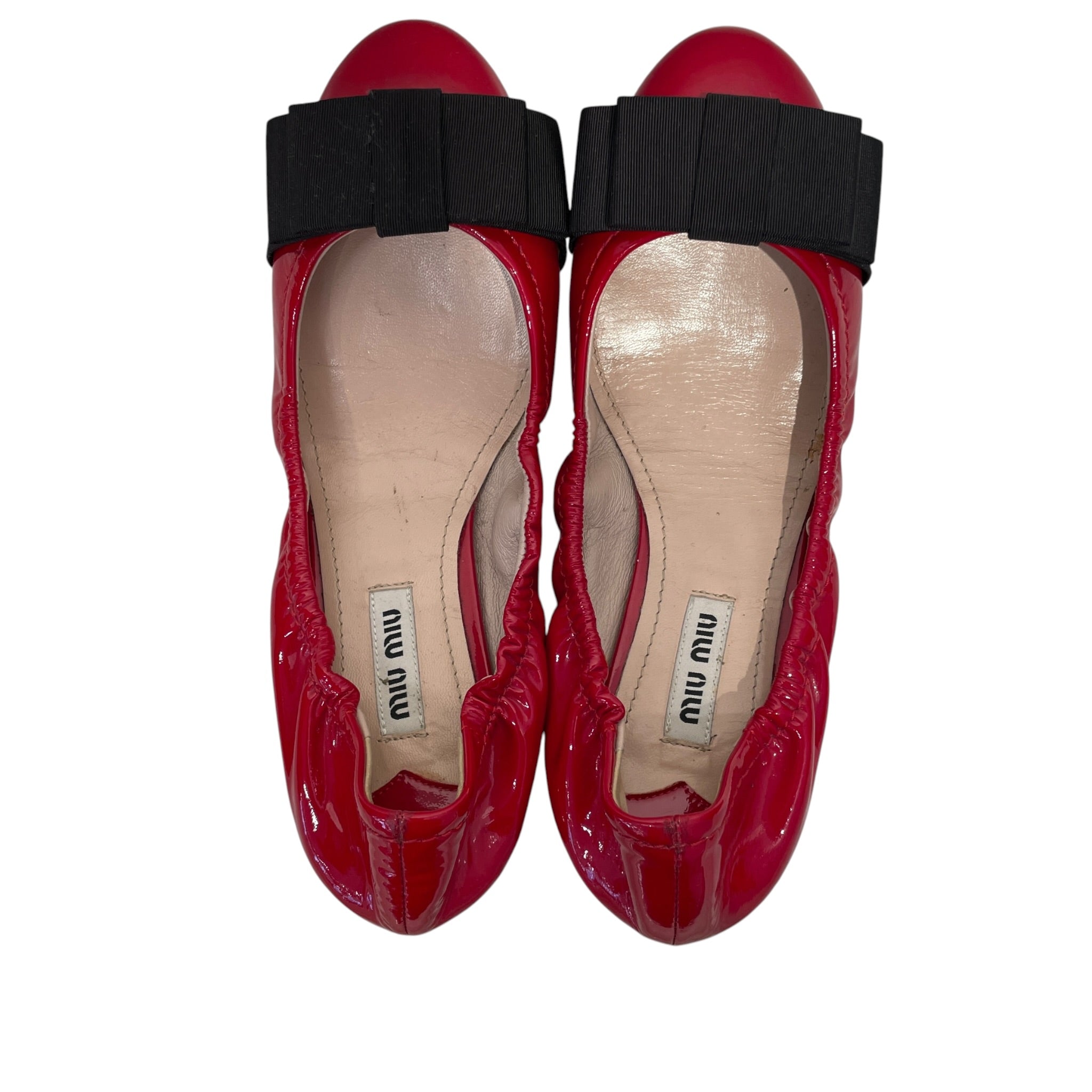 MIU MIU/Flat Shoes/EU 36/Leather/RED/bow flats view 3