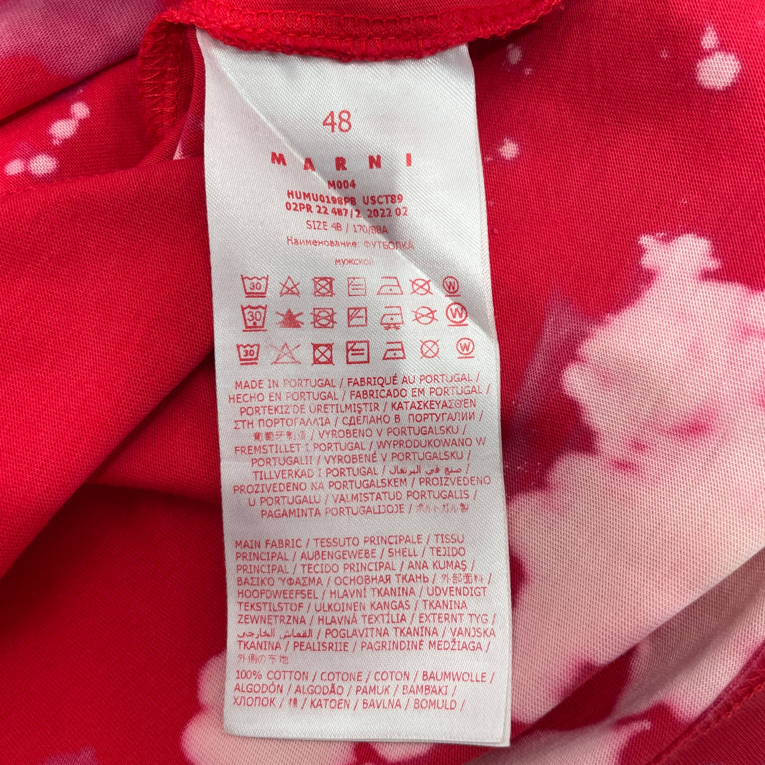 MARNI/T-Shirt/48/Cotton/RED/All Over Print/Bleach Stained T Shirt view 4