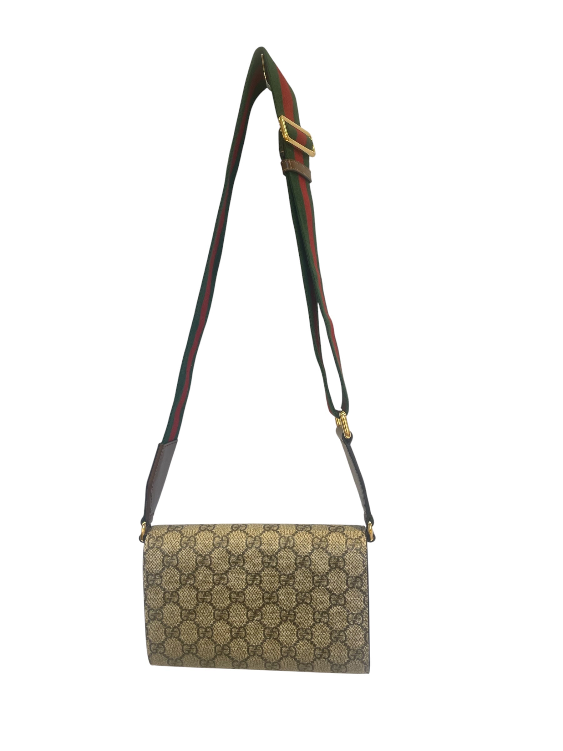 GUCCI/Hand Bag/Monogram/Leather/GRY/GLD CLASP ON FRONT, view 2