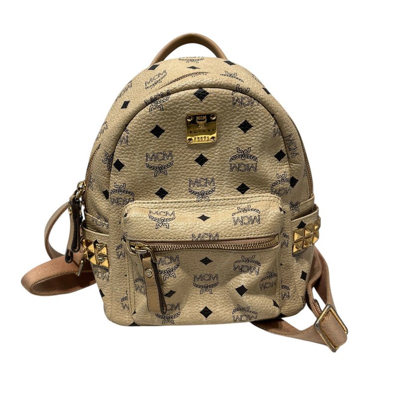 MCM/Backpack/Monogram/Leather/BEG/MINI BACKPACK GOLD STUDS  display picture 3
