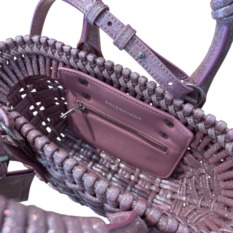 BALENCIAGA/Cross Body Bag/Glitter/PNK/XXS BISTRO BASKET