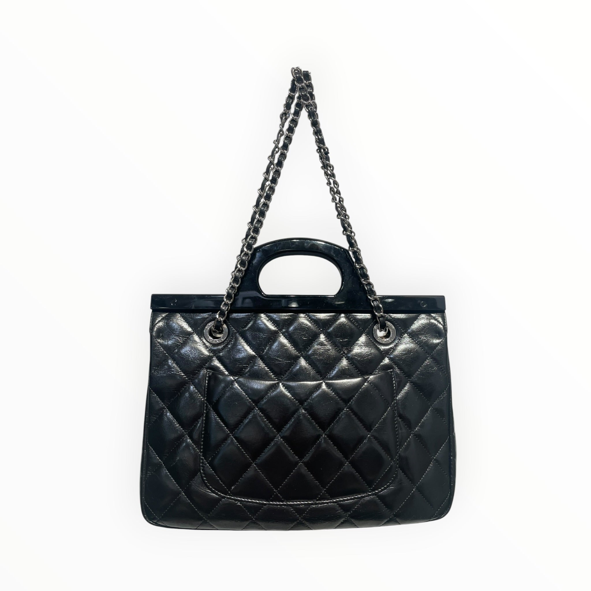 CHANEL/Tote Bag/Leather/BLK/cc delivery tote view 2