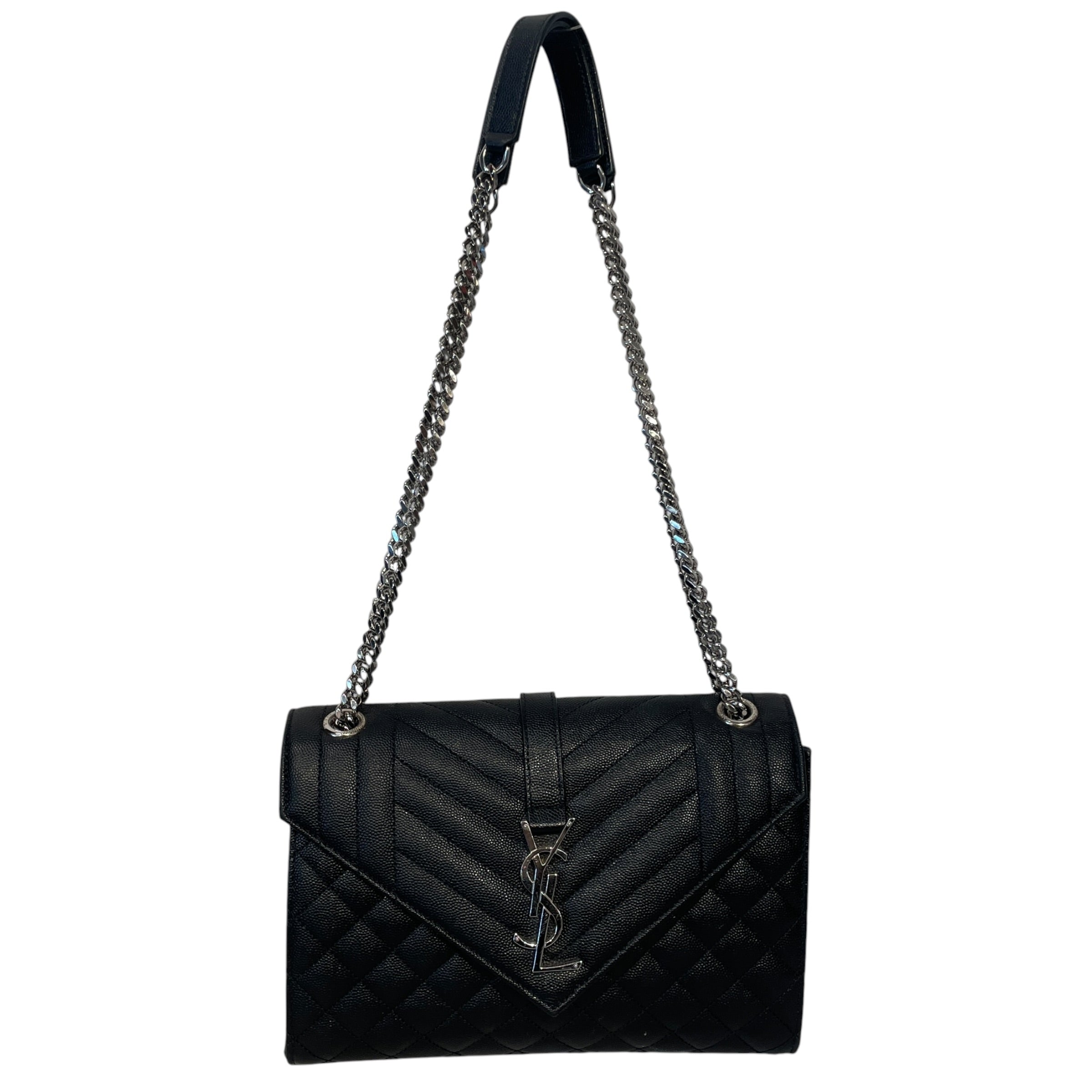 YVES SAINT LAURENT/Bag/Leather/BLK/ENVELOPE SILVER HARDWARE view 1