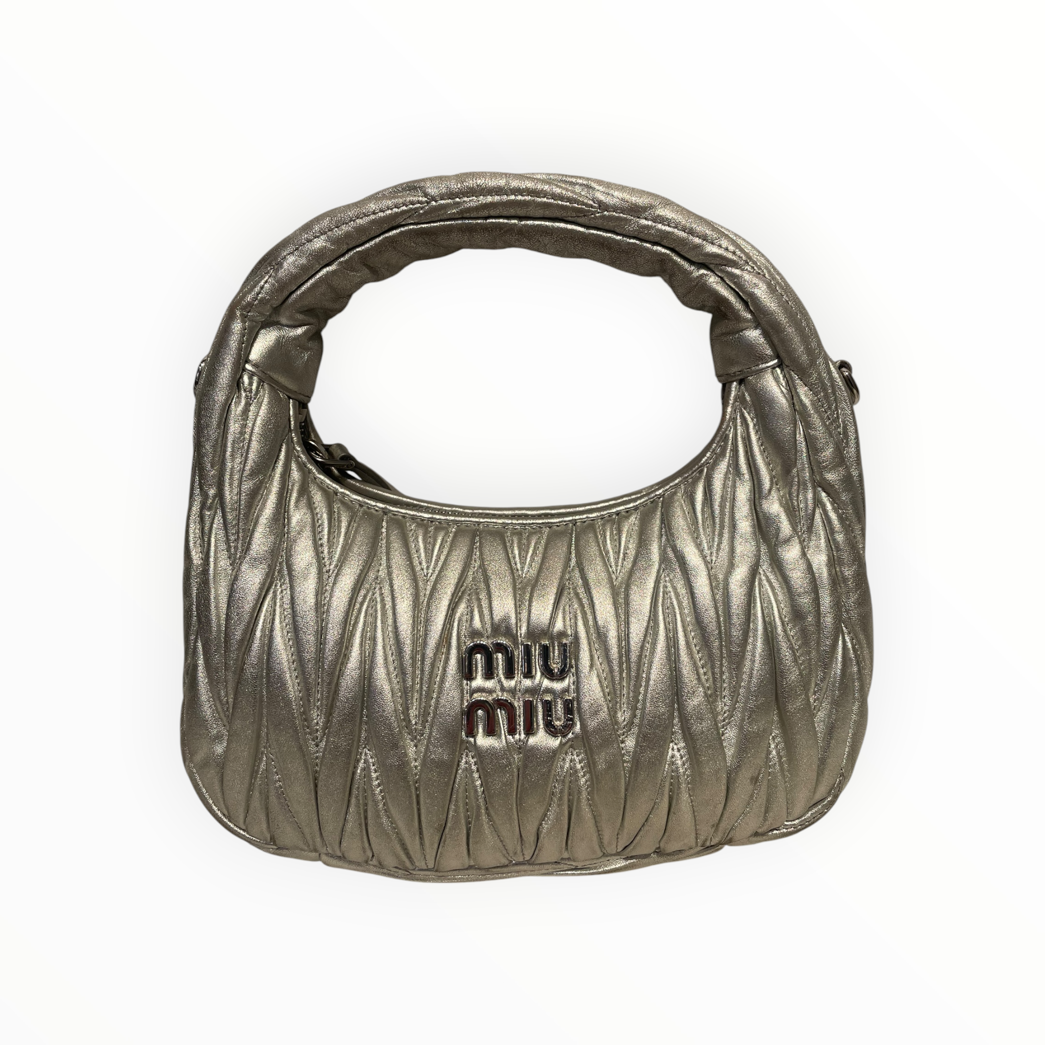 MIU MIU/Cross Body Bag/Leather/SLV/WANDER MATELASSE NAPPA HOBO BA view 1