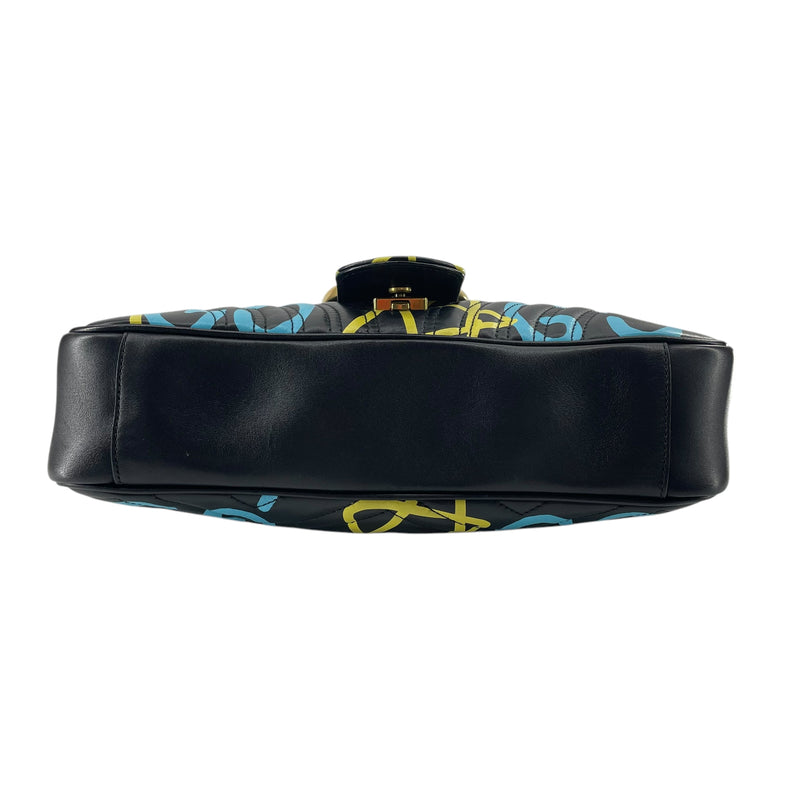 GUCCI/Hand Bag/All Over Print/Leather/BLK/MARMONT DRAWING LOGO