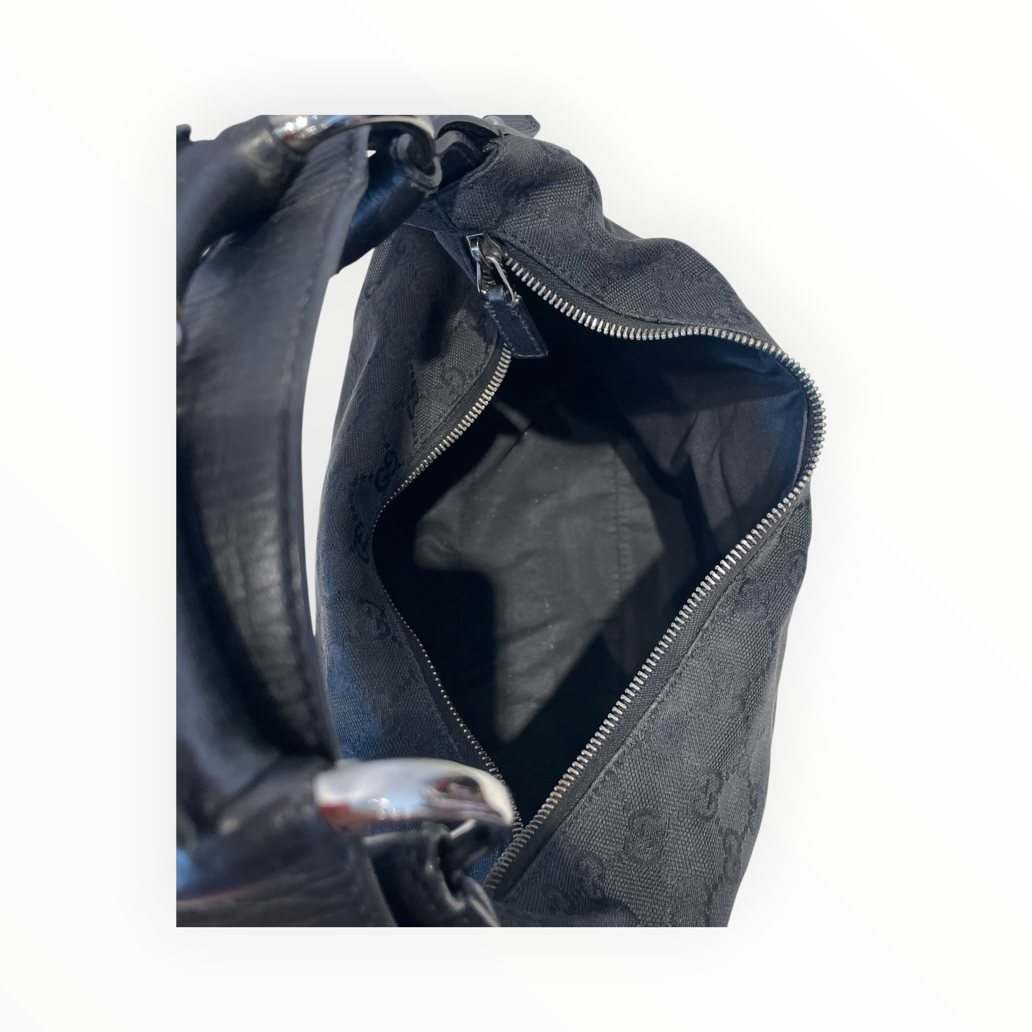 GUCCI/Hand Bag/Monogram/Nylon/BLK/Horsebit GG Canvas Hobo view 5