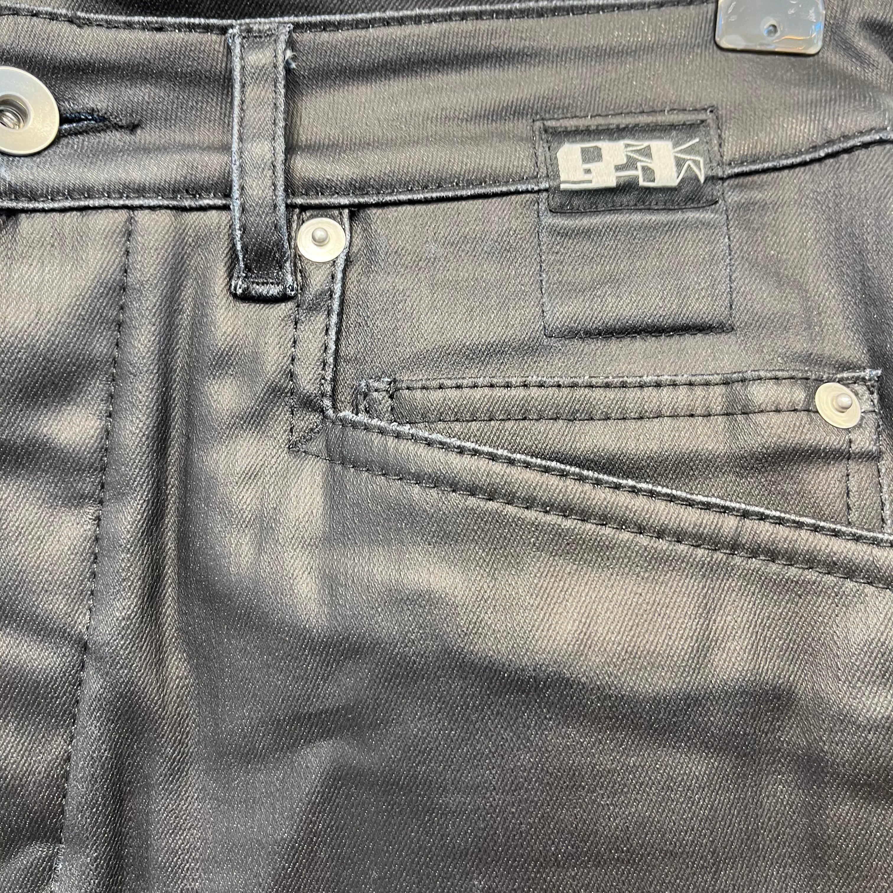 RICK OWENS DRKSHDW/Skinny Pants/29/Denim/BLK/TYRONE CUT WAX DENIM view 4