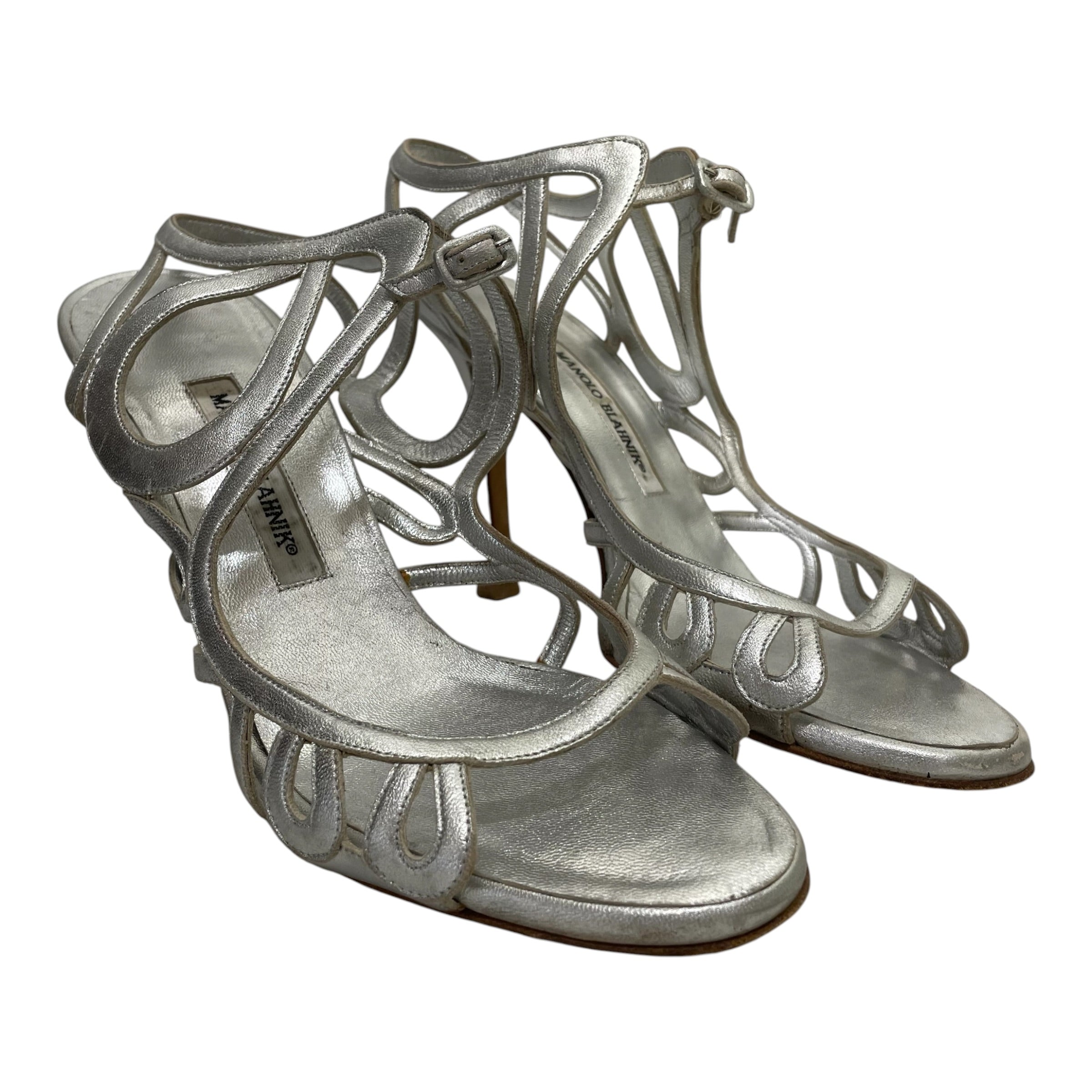 MANOLO BLAHNIK/Sandals/EU 40/SLV/Godiche Sandals view 1