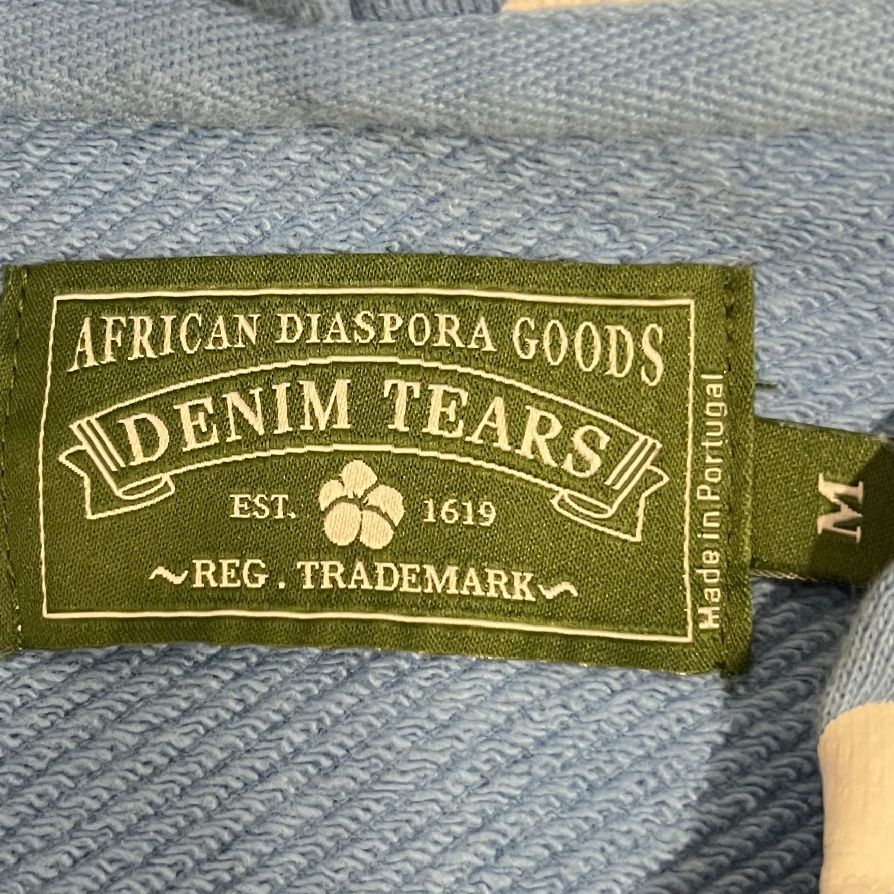 DENIM TEARS/Zip Up Hoodie/M/All Over Print/Cotton/BLU/SYSTEMIC RACISM ZIP UP view 3