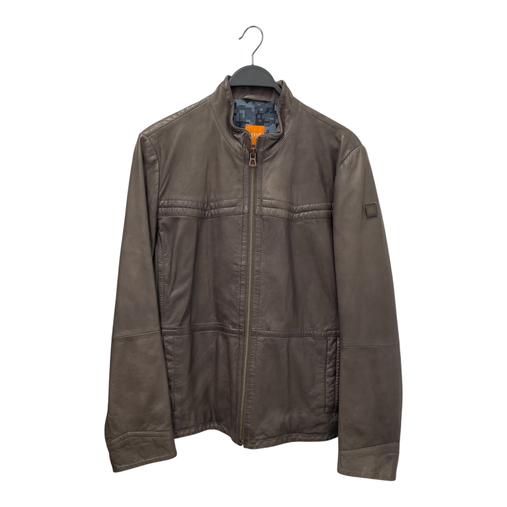 HUGO BOSS/Leather Jkt/L/Leather/GRY/Bronze Hardware view 1