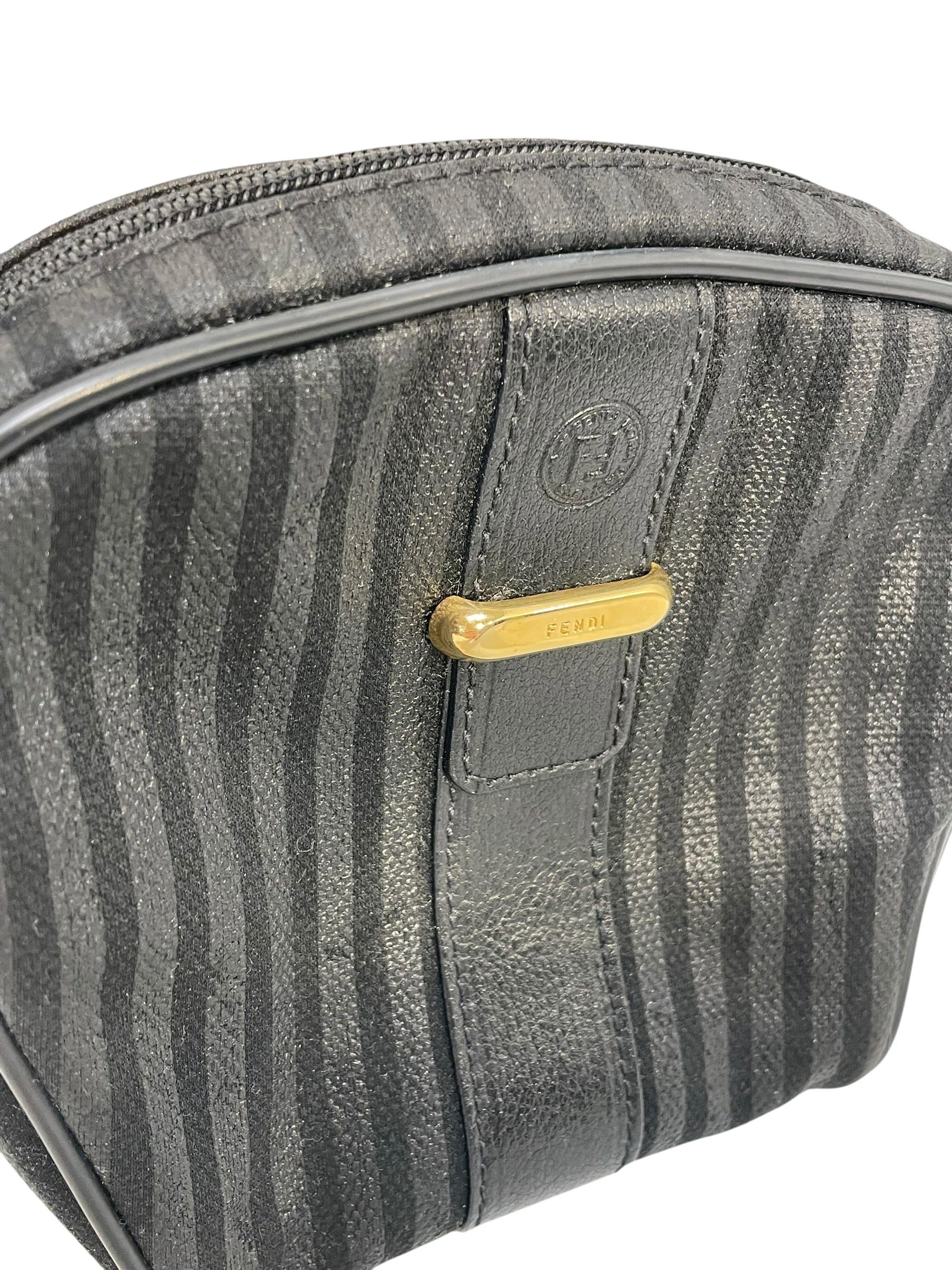 FENDI/Cross Body Bag/Stripe/Leather/BLK/Paquin Canvas Cross Body view 6