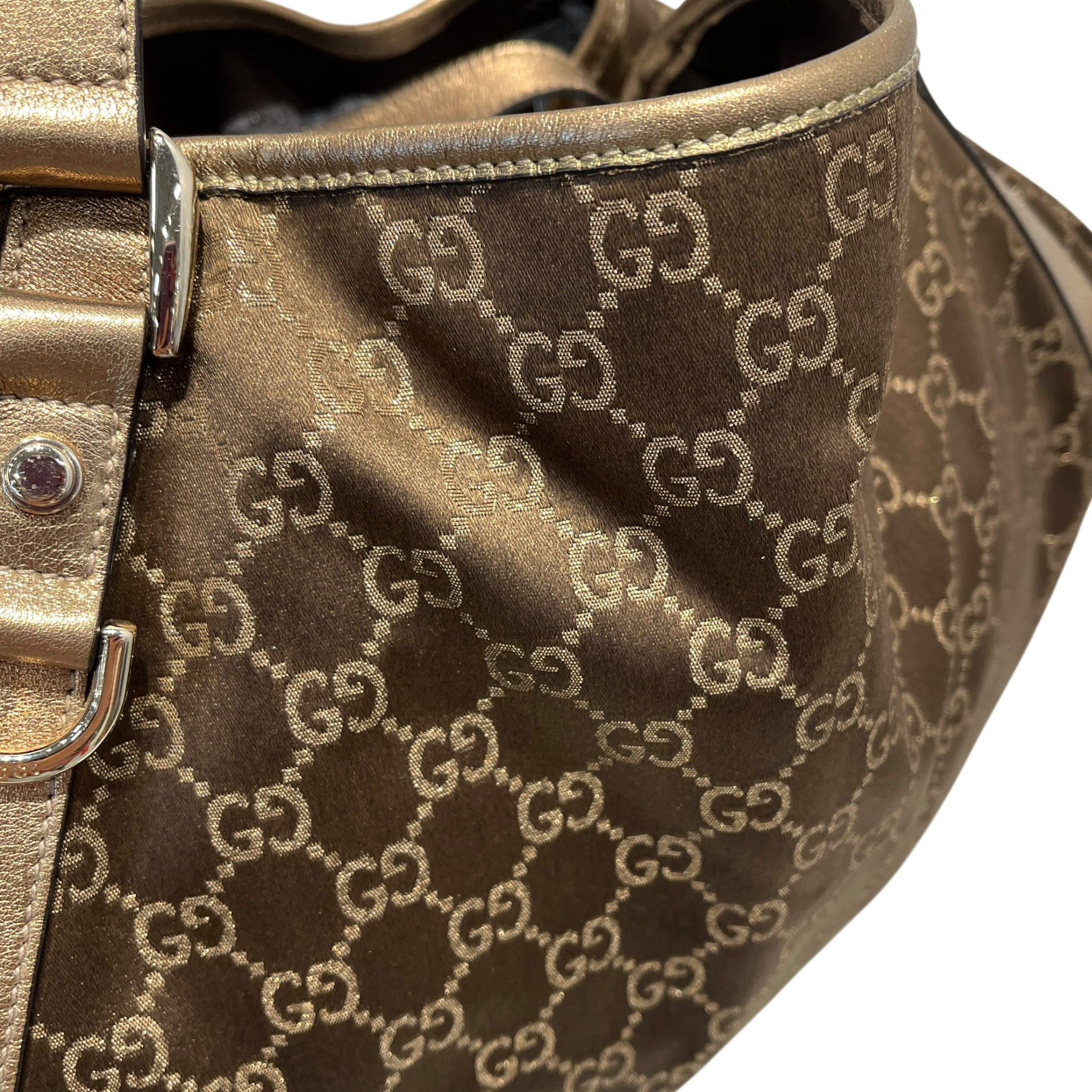 GUCCI/Hand Bag/Monogram/Cotton/BRW/GG MONOGRAM GOLD ABBEY view 6